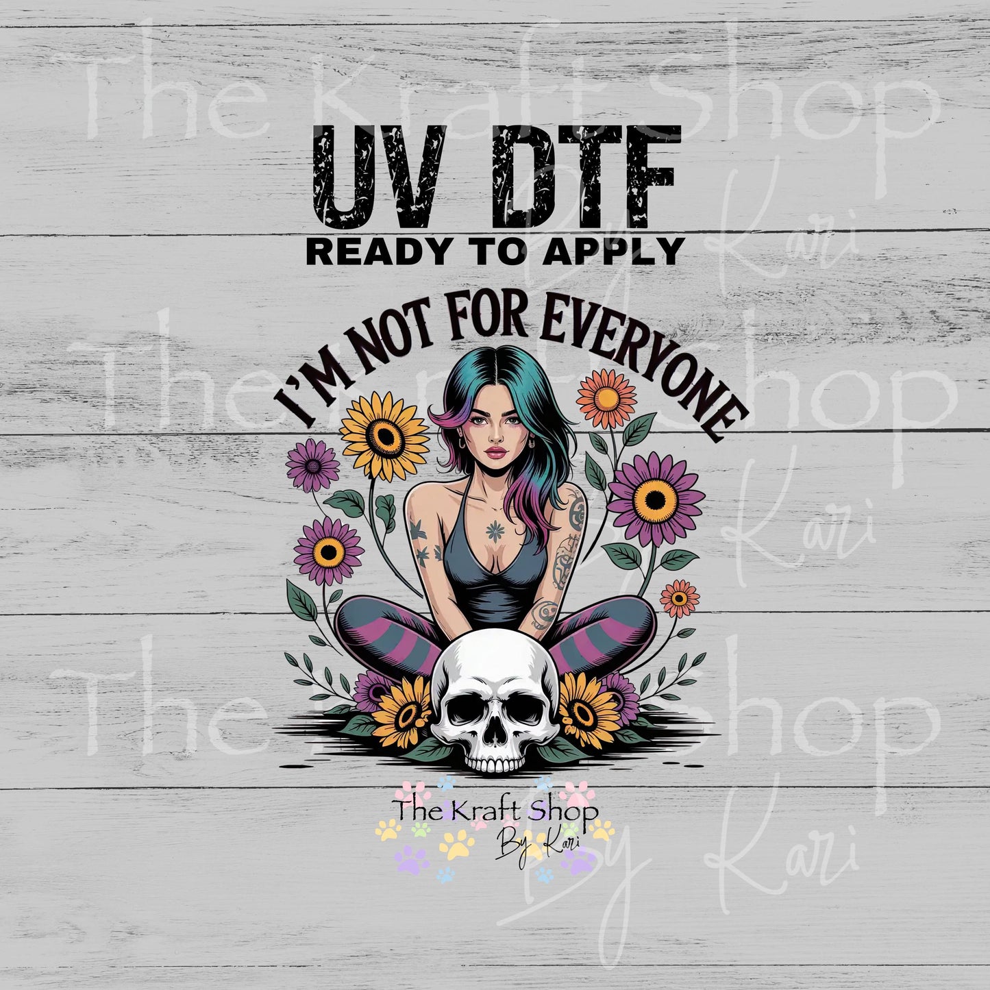 UV DTF Sticker prints. Gothic I'm Not For Everyone decal, permanent sticker. #4609