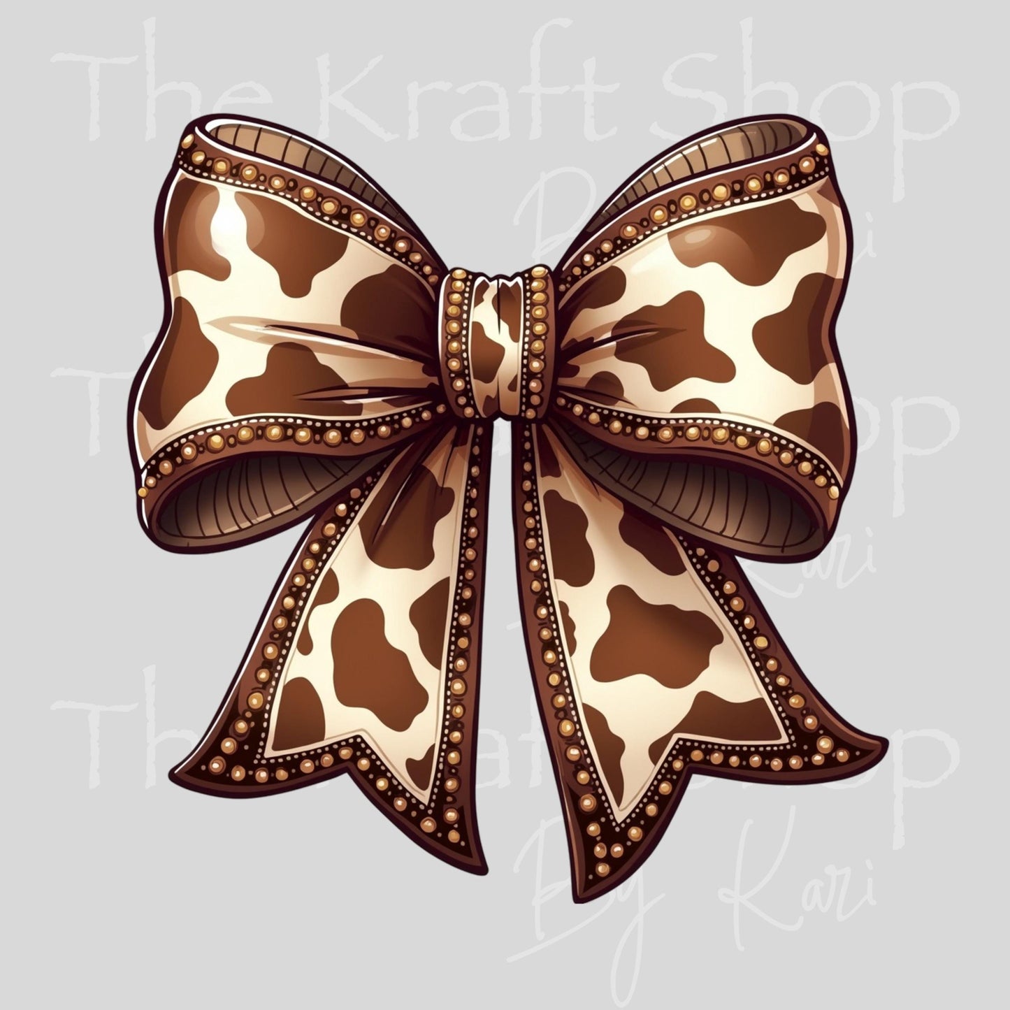 UV DTF Sticker prints. Brown Cow Bow cow spots decal, permanent sticker. #1096