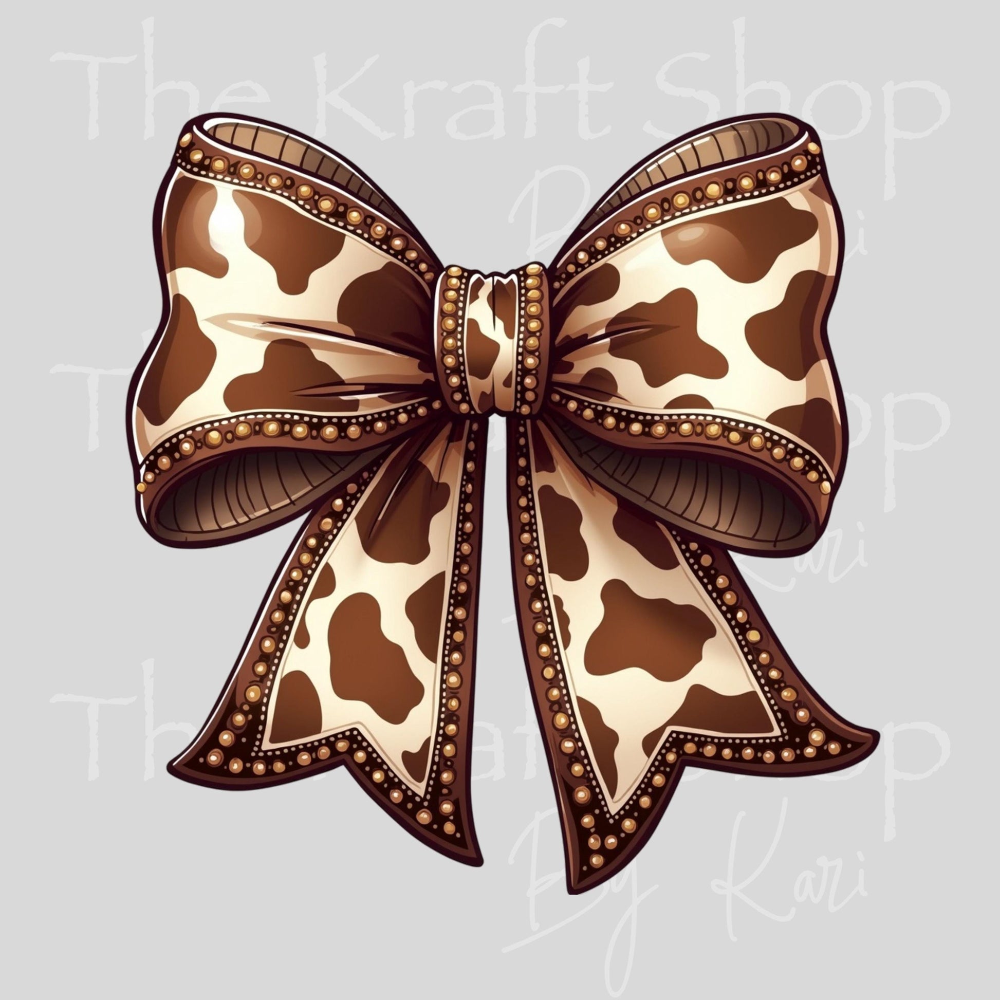 UV DTF Sticker prints. Brown Cow Bow cow spots decal, permanent sticker. #1096