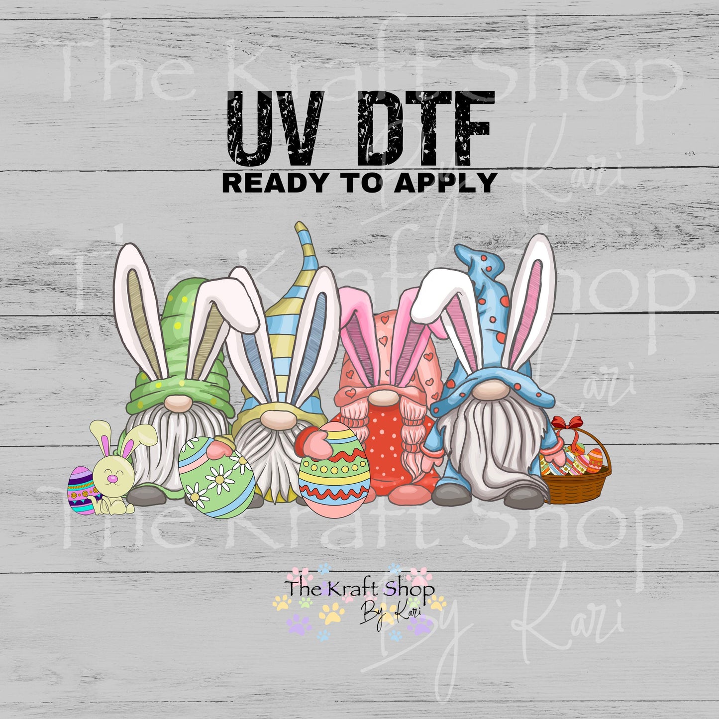 UV DTF Sticker print Easter Gnomes Wrap decal, tumbler decal, permanent sticker. #7649