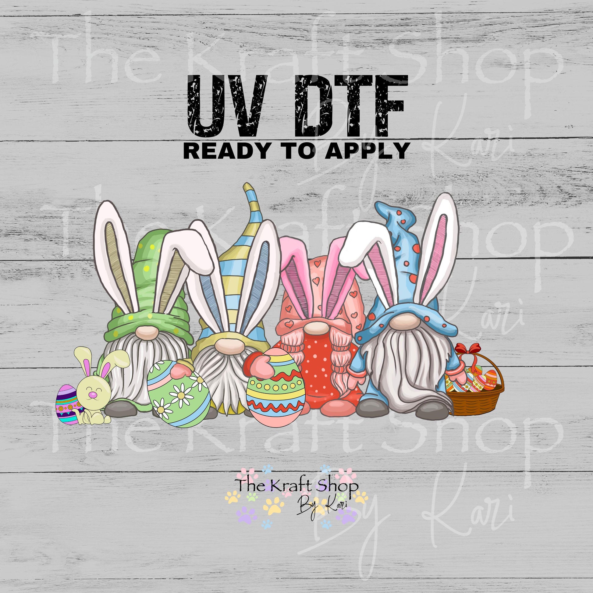 UV DTF Sticker print Easter Gnomes Wrap decal, tumbler decal, permanent sticker. #7649