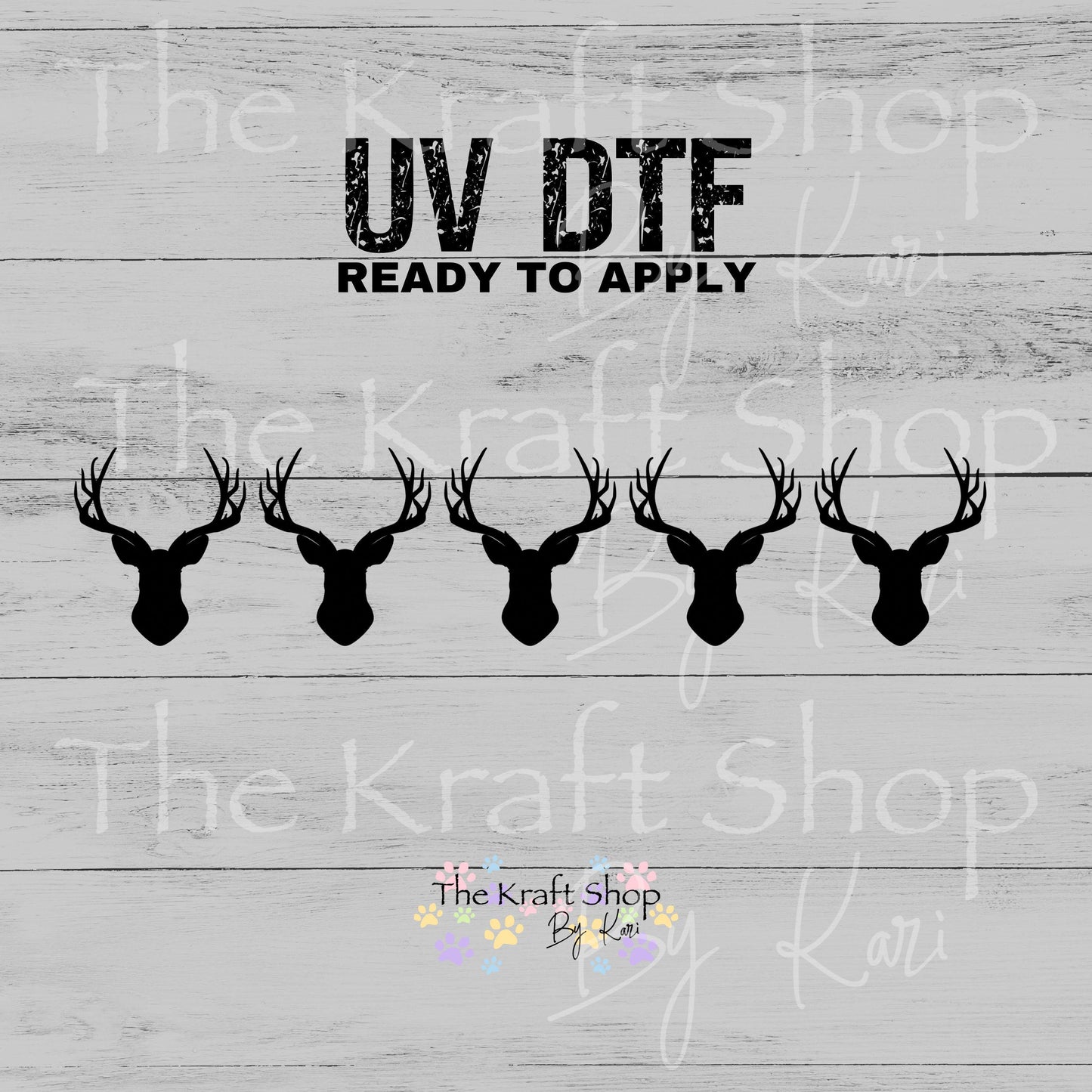 UV DTF Sticker print Deer head 5pk of decals, tumbler decal, permanent sticker. #1090