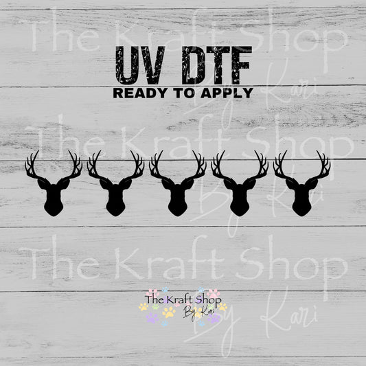 UV DTF Sticker print Deer head 5pk of decals, tumbler decal, permanent sticker. #1090