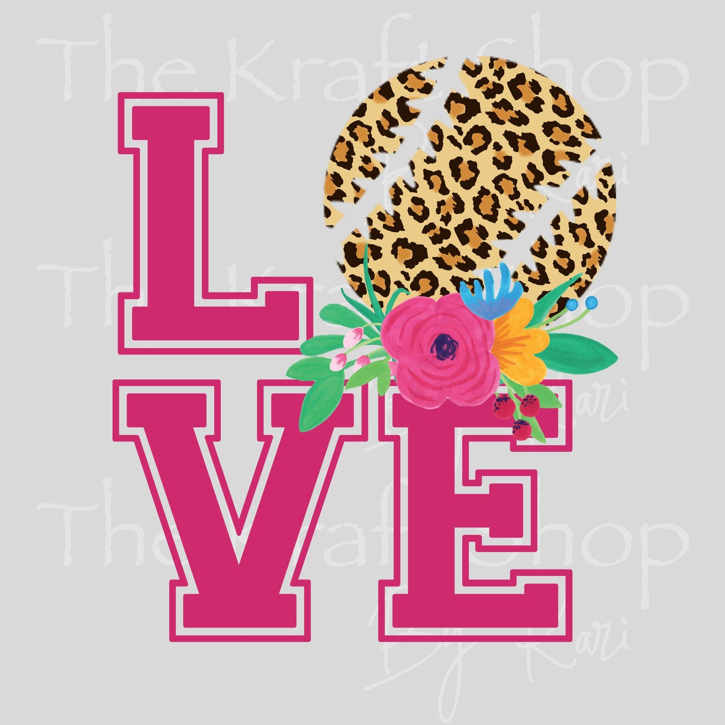 UV DTF Sticker print Love Volleyball Baseball Softball Leopard decal, tumbler decal, permanent sticker. #4603
