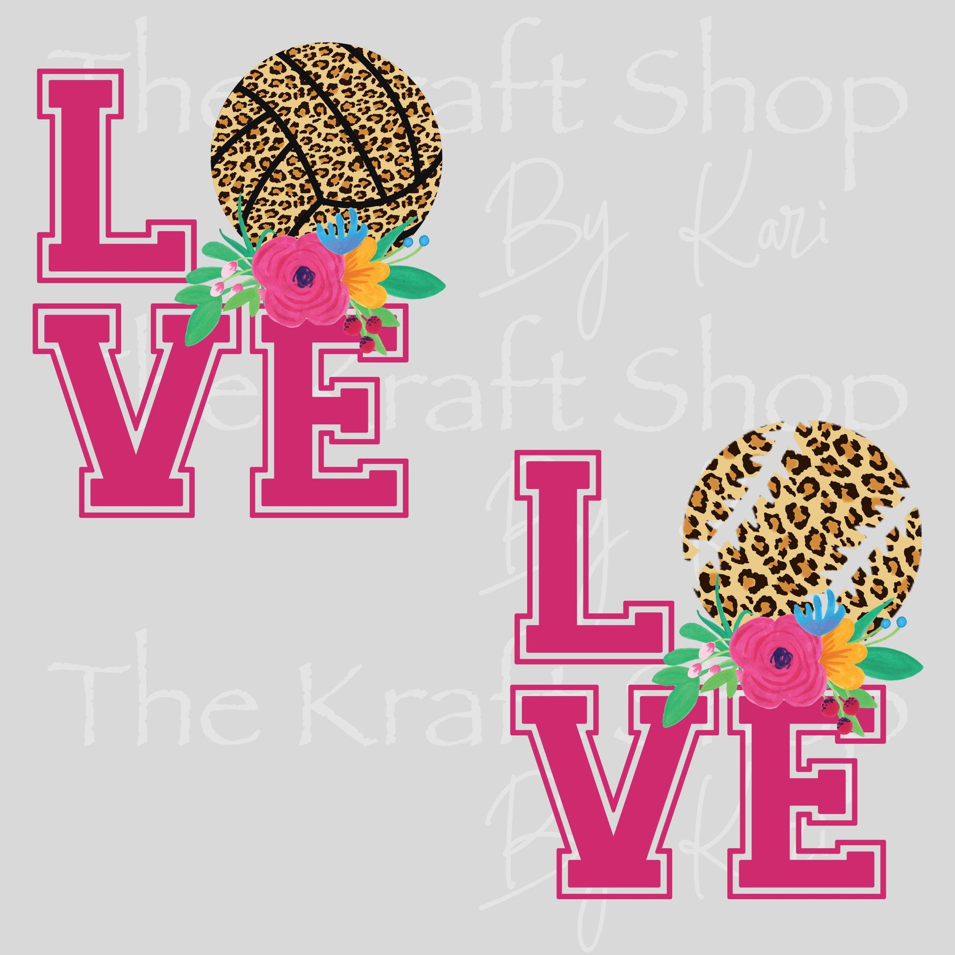 UV DTF Sticker print Love Volleyball Baseball Softball Leopard decal, tumbler decal, permanent sticker. #4603