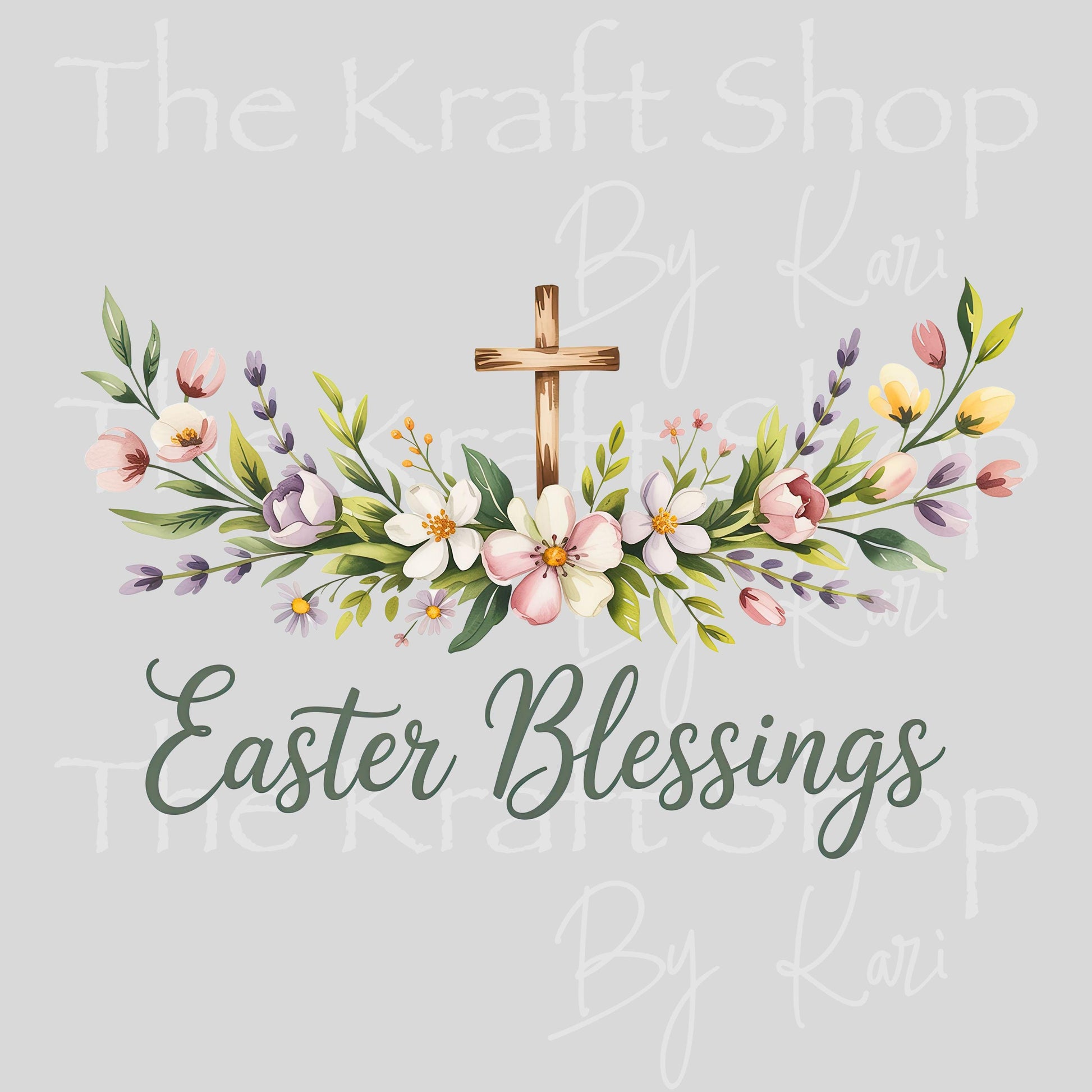 UV DTF Sticker print Easter Blessings with cross and flowers decal, tumbler decal, permanent sticker. #7656
