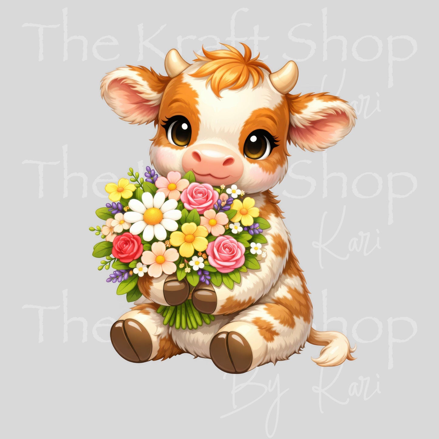 UV DTF Sticker print Spring Flowers Animals Cow, Lamb or Highland Cow decal, tumbler decal, permanent sticker. #1093