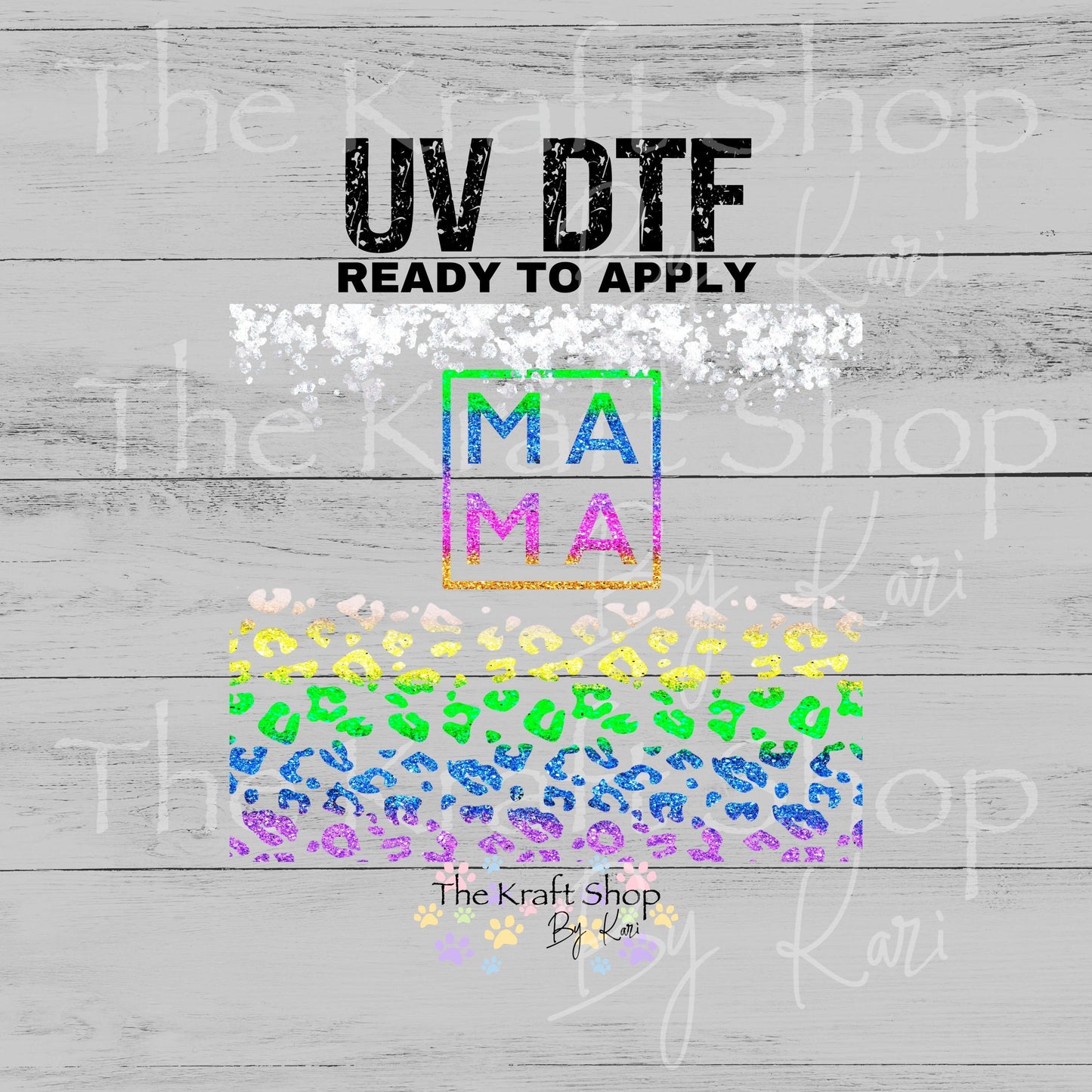 UV DTF Sticker print. Mama rainbow leopard full wrap decal, tumbler decal, permanent sticker #5508