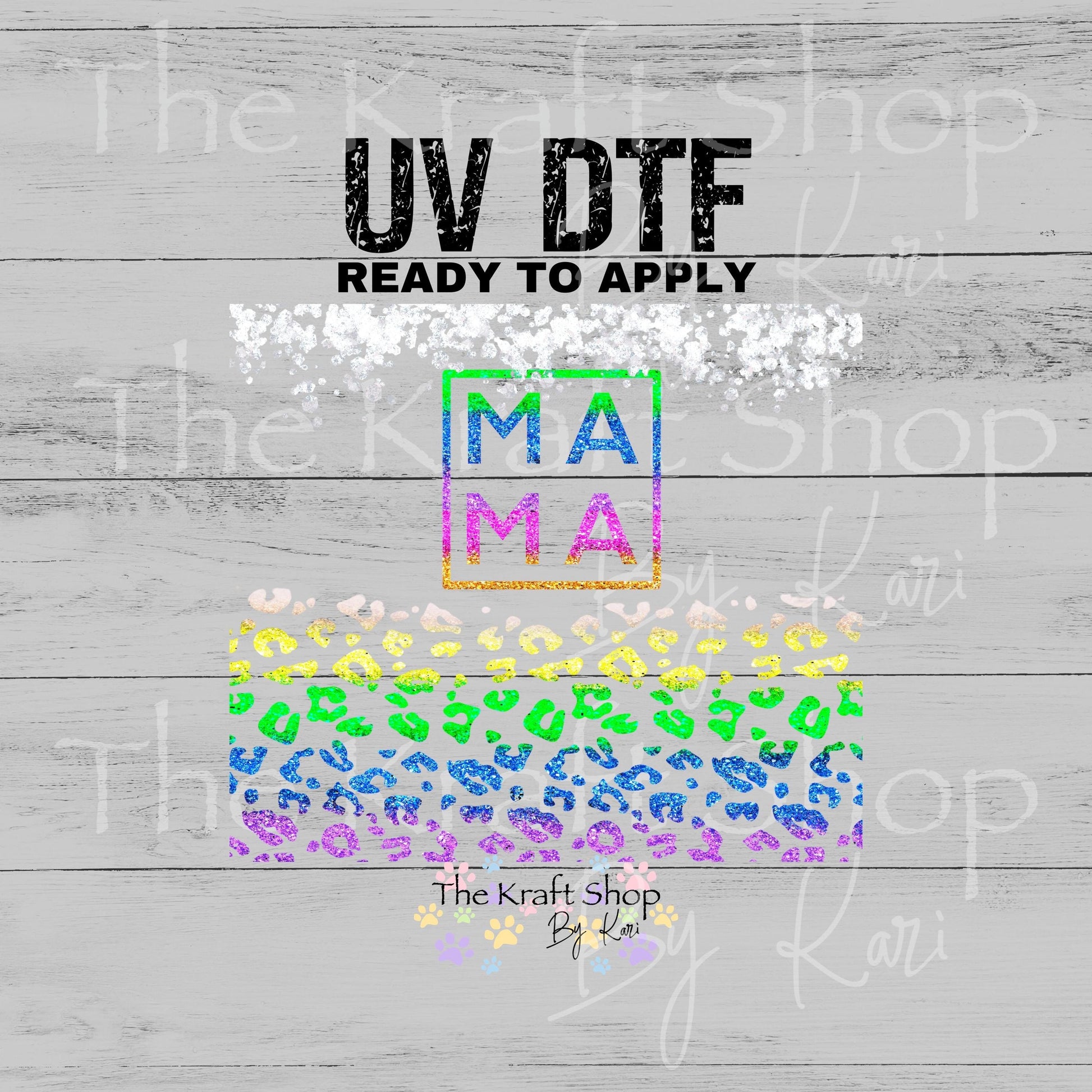 UV DTF Sticker print. Mama rainbow leopard full wrap decal, tumbler decal, permanent sticker #5508