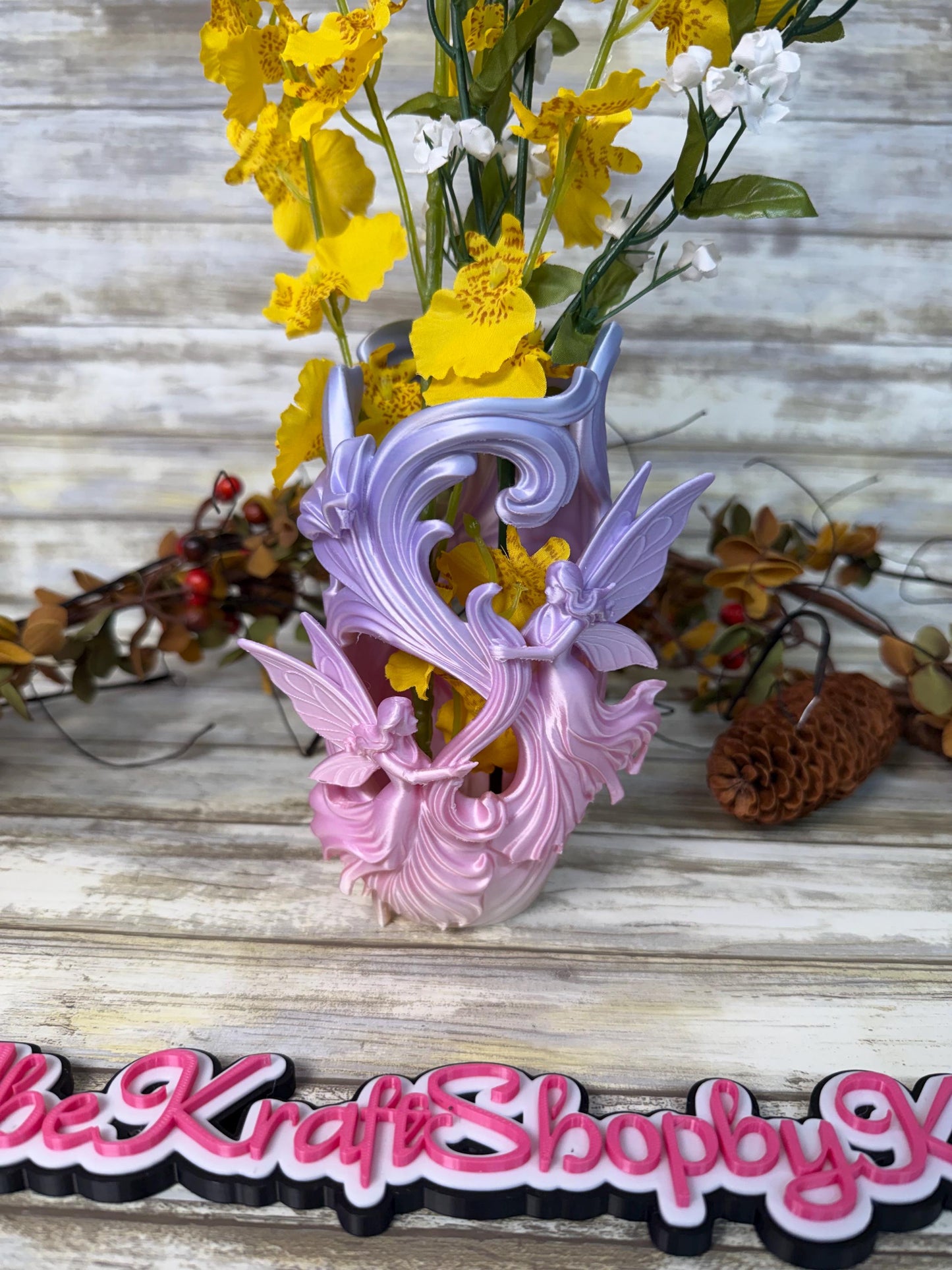 3D Ombre dried flower fairy vase decoration. Ready to ship.