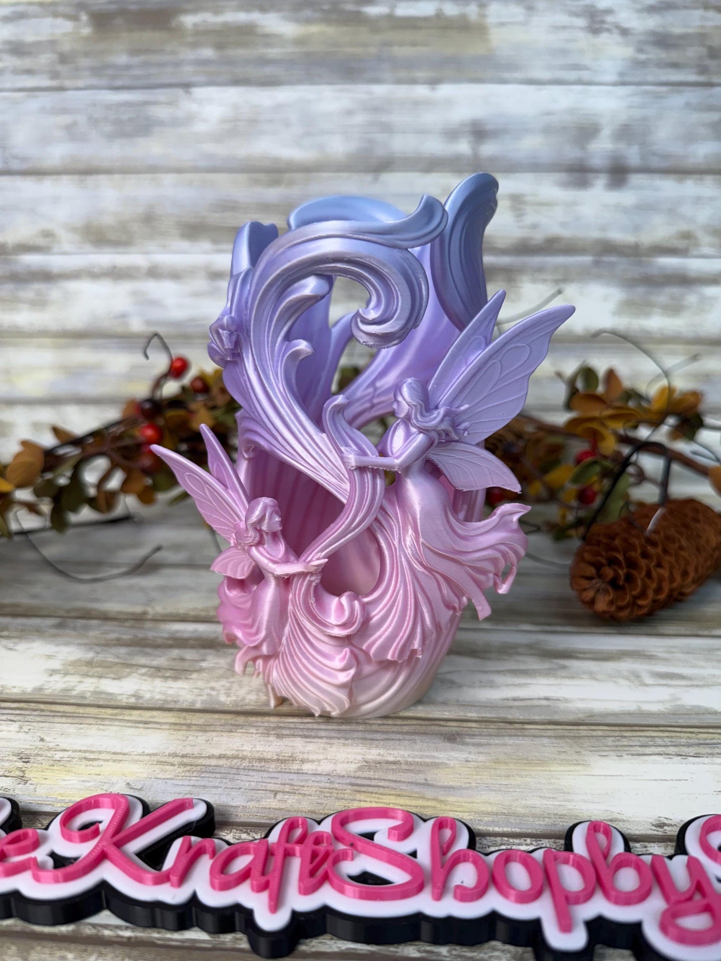 3D Ombre dried flower fairy vase decoration. Ready to ship.