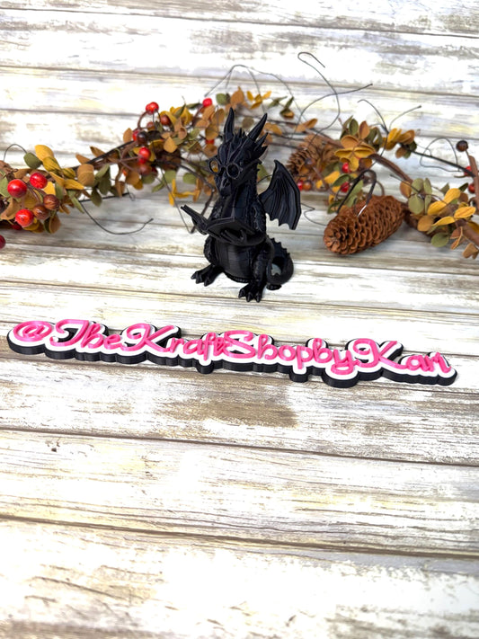 3D Dragon with glasses reading a book decoration. Ready to ship.