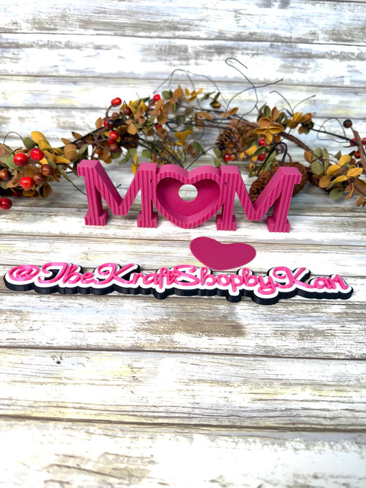 3D MOM frame magenta heart. Ready to ship.