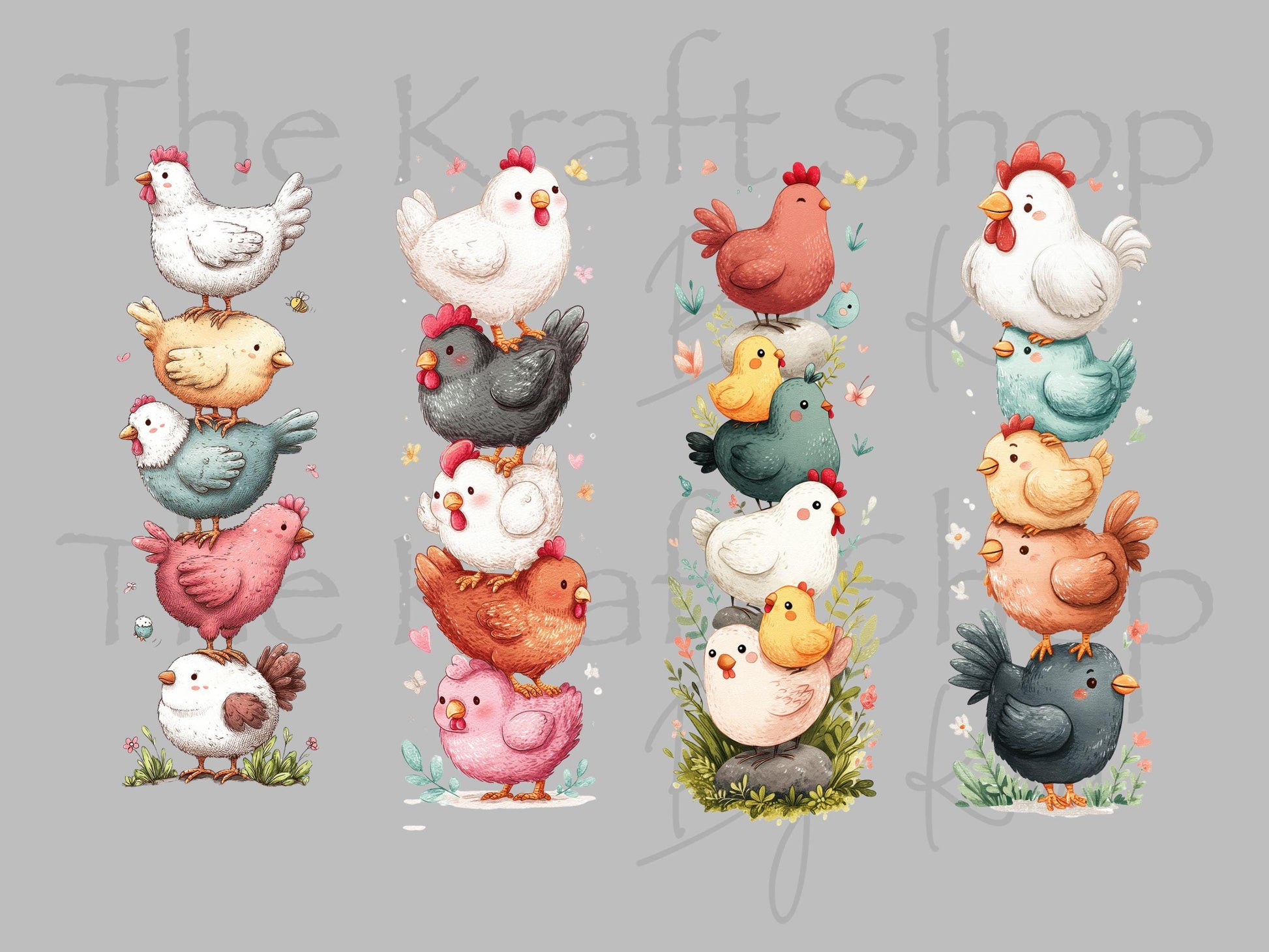UV DTF Pen Wrap Ready To Apply Sticker Print. Chickens White or transparent backing Uv Pen wrap. #8040