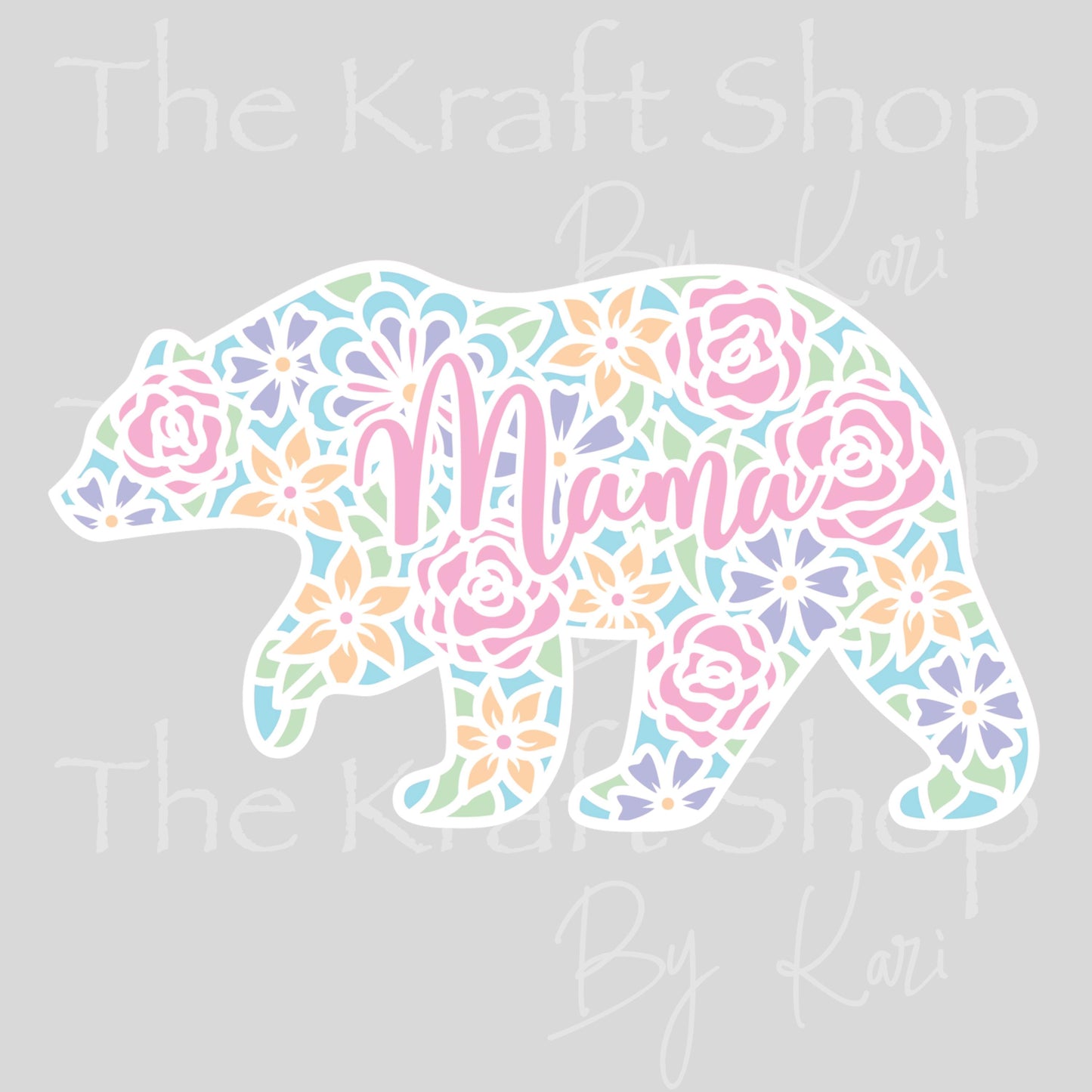 UV DTF Sticker print. 3D Mama Bear Layered look decal, tumbler decal, permanent sticker. #4617