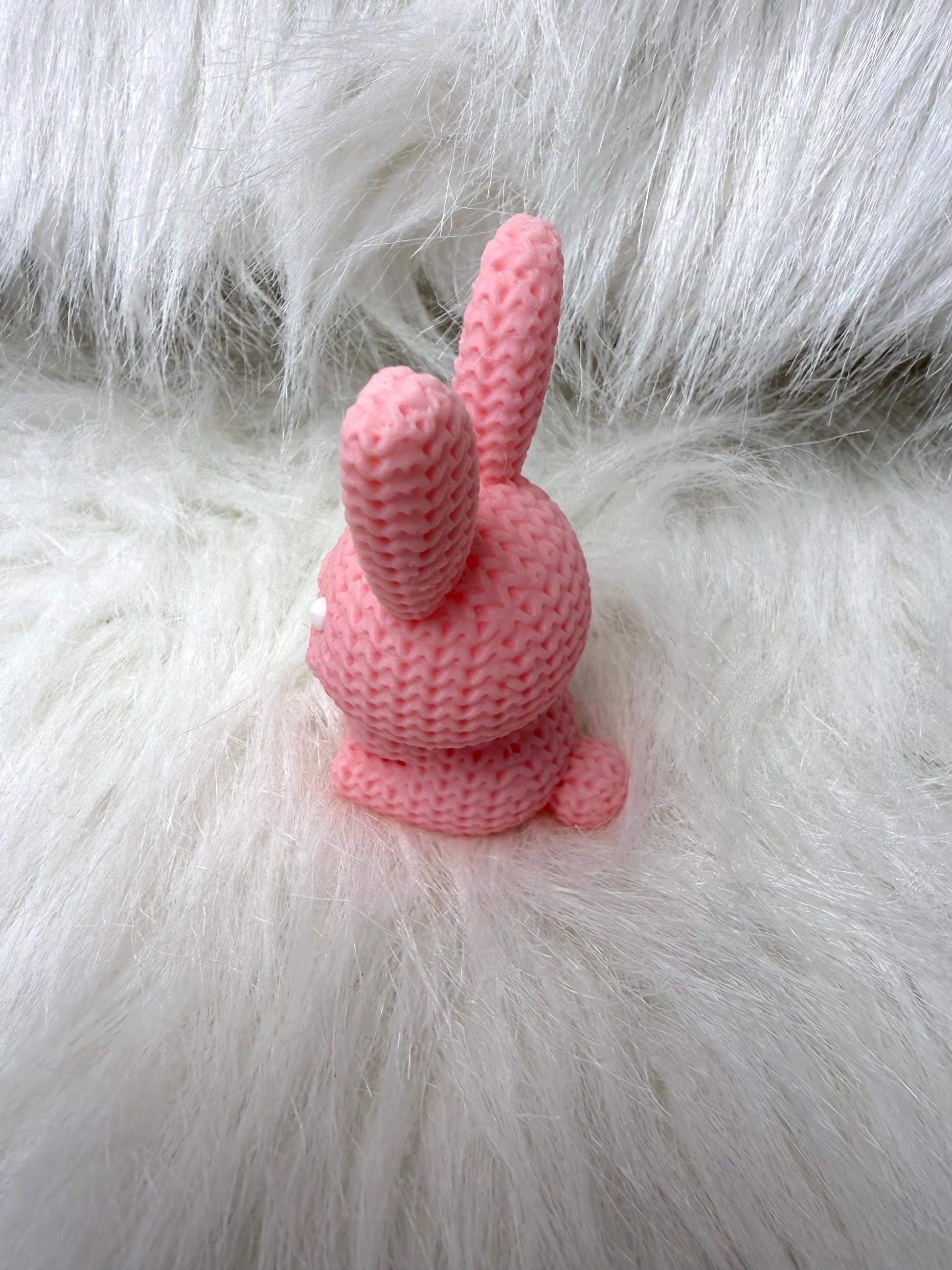 3D Yarn knitted bunny. Pink or blue Easter bunny. Ready to ship.