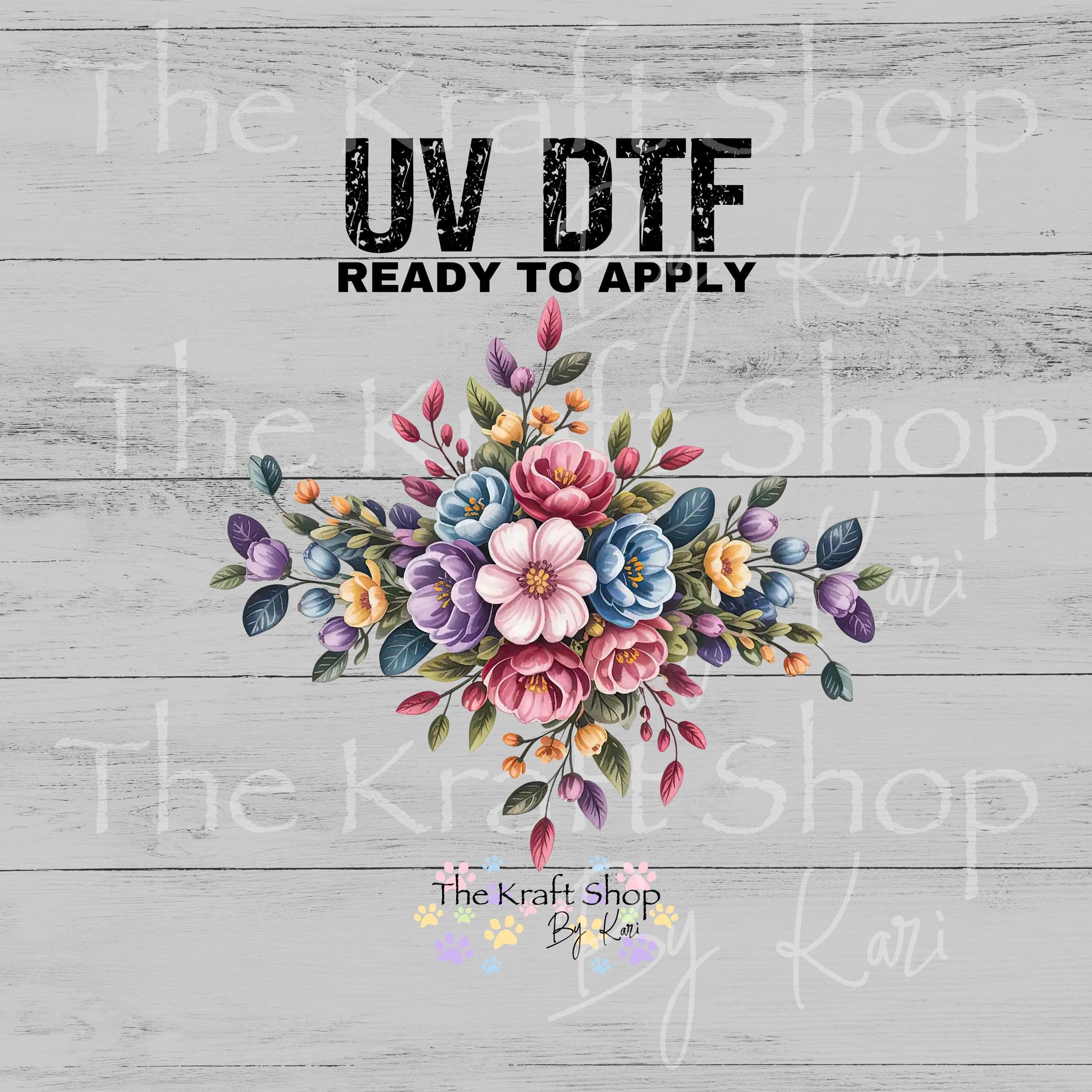 UV DTF Sticker print. Purple pink blue flowers wrap decals tumbler decal. #5505