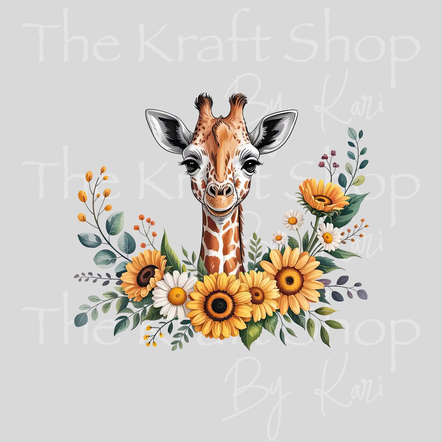 UV DTF Sticker print. Giraffe With Sunflowers wrap decals tumbler decal. #5506