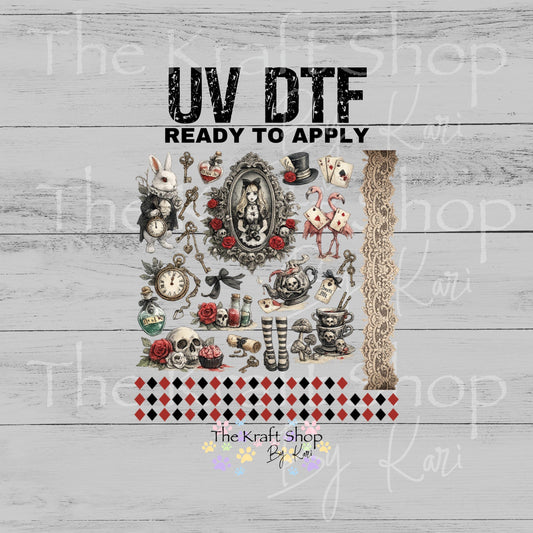 UV DTF Gothic Alice elements mixed media bundle of decals Element sheet 10x10 decal #7672