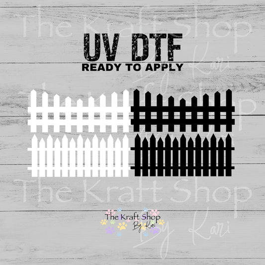 UV DTF Fence 2pk black or white mixed media Element sheet 9x9 decal #10434
