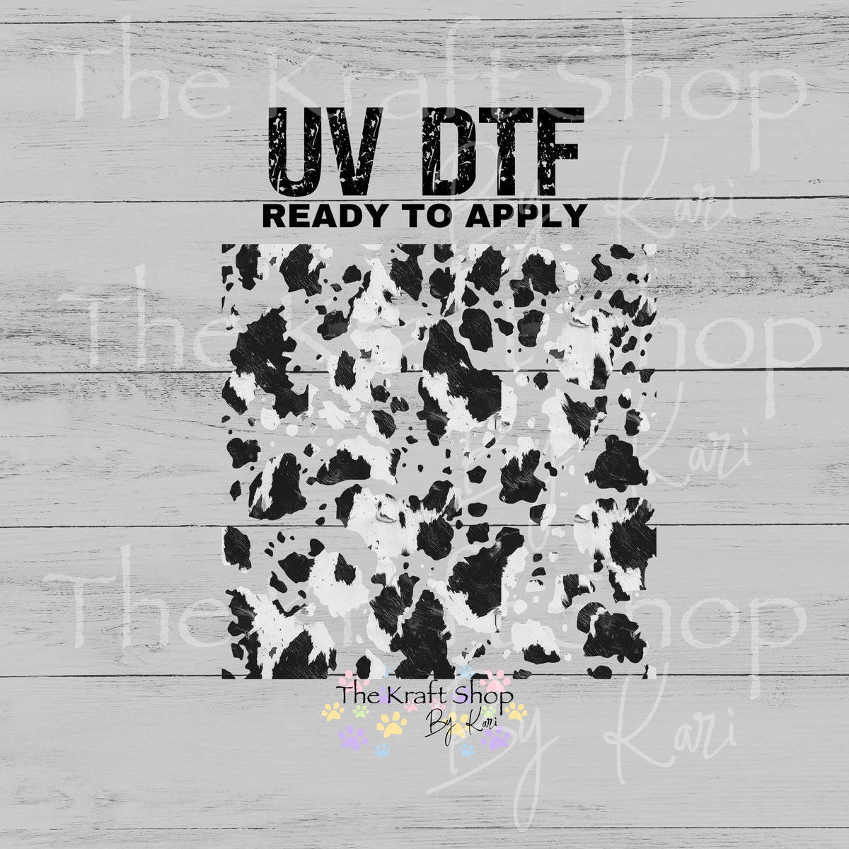 Cowhide Sticker UV DTF Sticker print Cow spot cowhide white and black decal, tumbler d ...