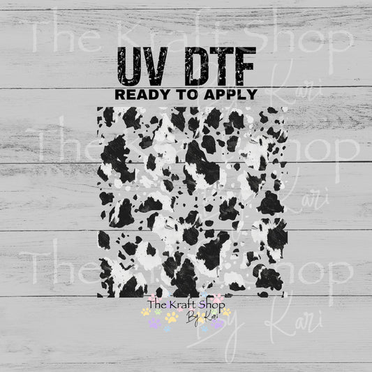 UV DTF Sticker print Cow spot cowhide white and black decal, tumbler decal, permanent sticker #10418