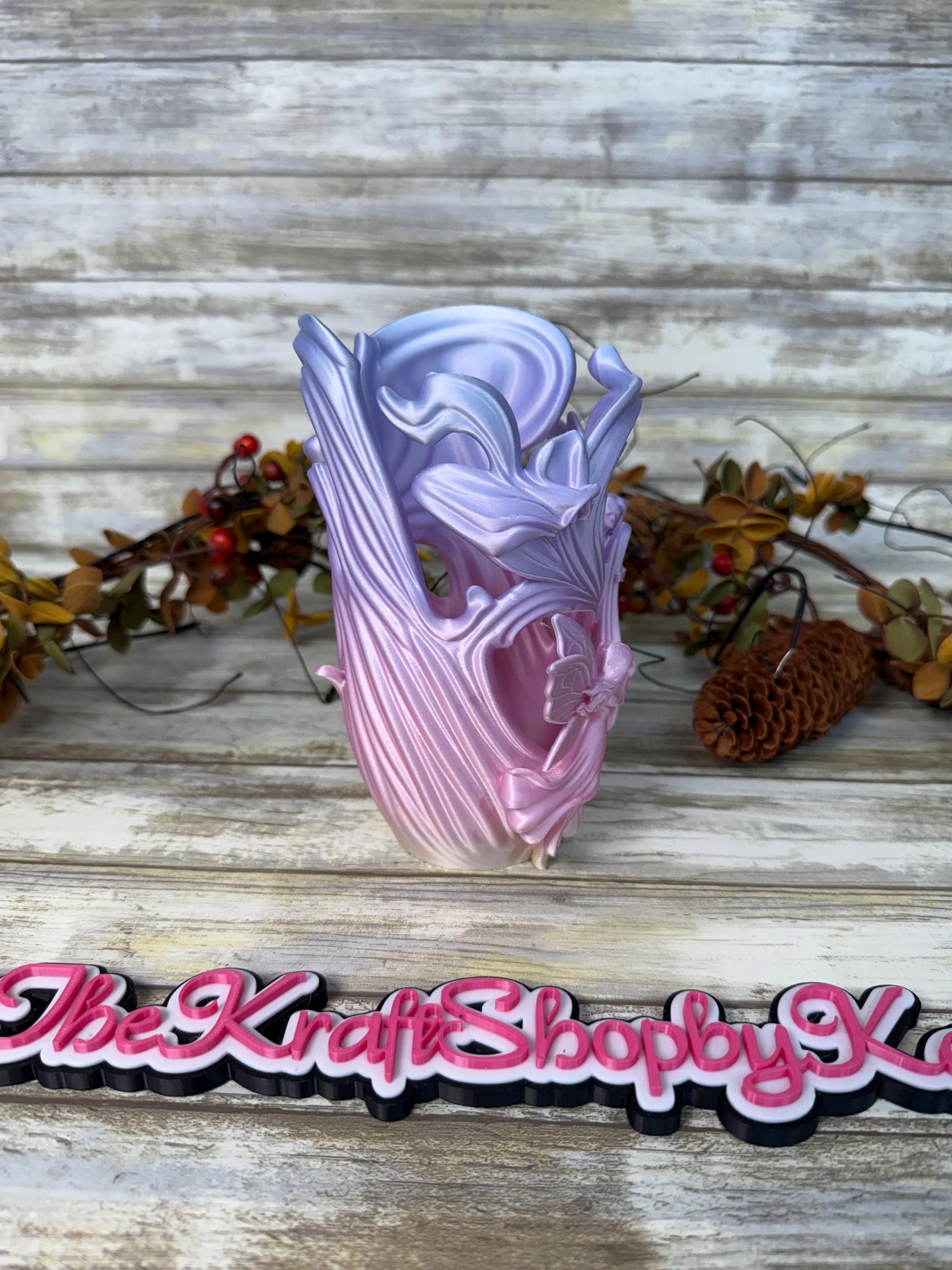 3D Ombre dried flower fairy vase decoration. Ready to ship.