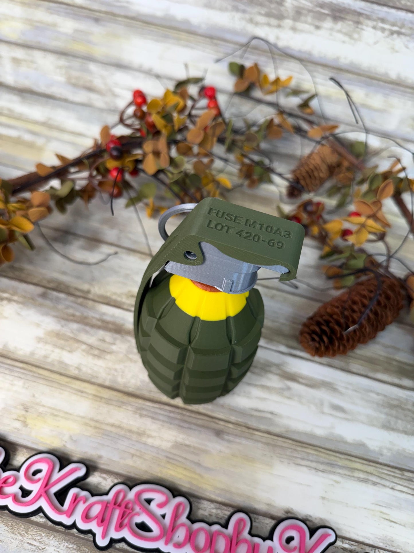 3D Green fake granade toy. Ready to ship.