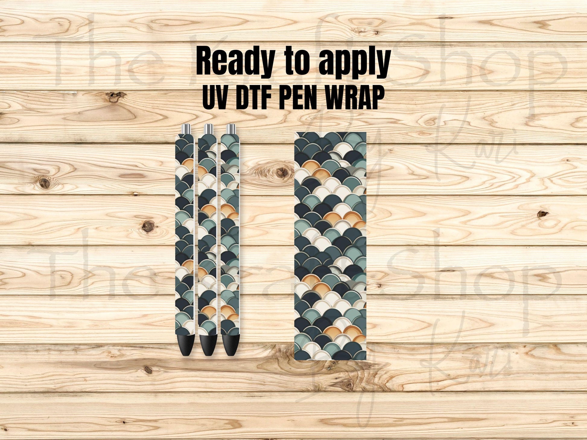 UV DTF Pen Wrap Ready To Apply Sticker Print. Boho Mermaid Scale White backing Uv Pen wrap. #8038
