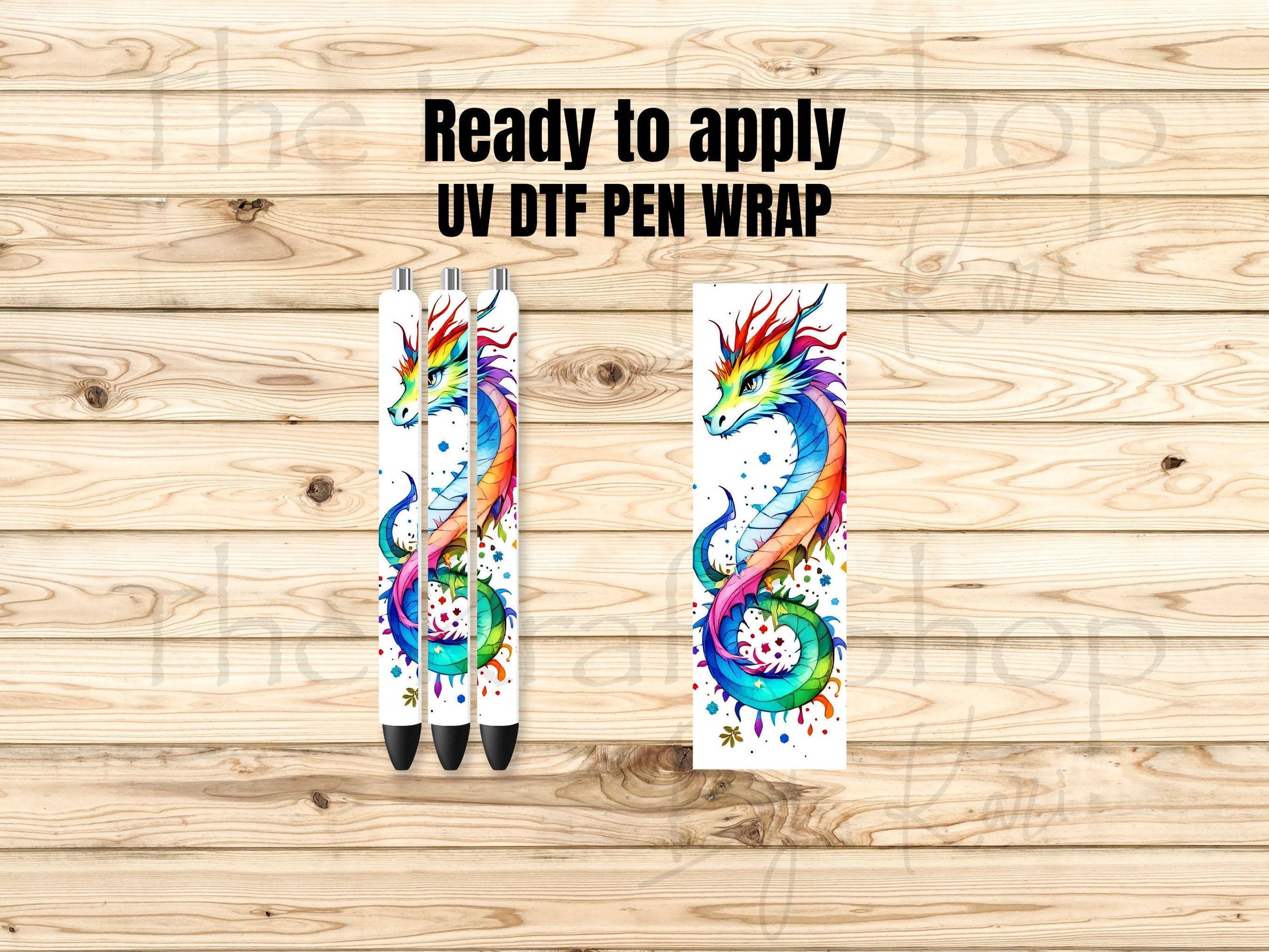 UV DTF Pen Wrap Ready To Apply Sticker Print. Magic dragon White backing Uv Pen wrap. #8041