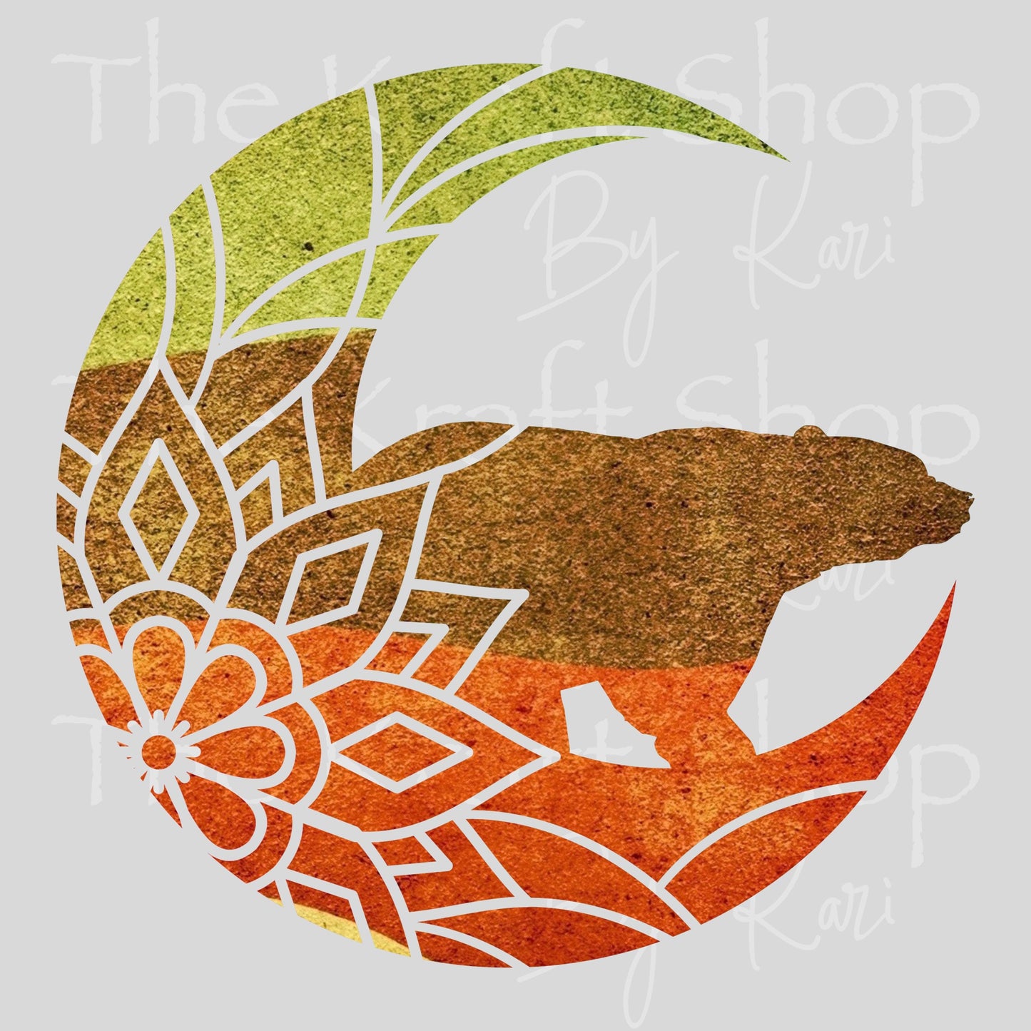 UV DTF Sticker print. Mandala Moon Bear Boho colors decal, tumbler decal, permanent sticker. #1100