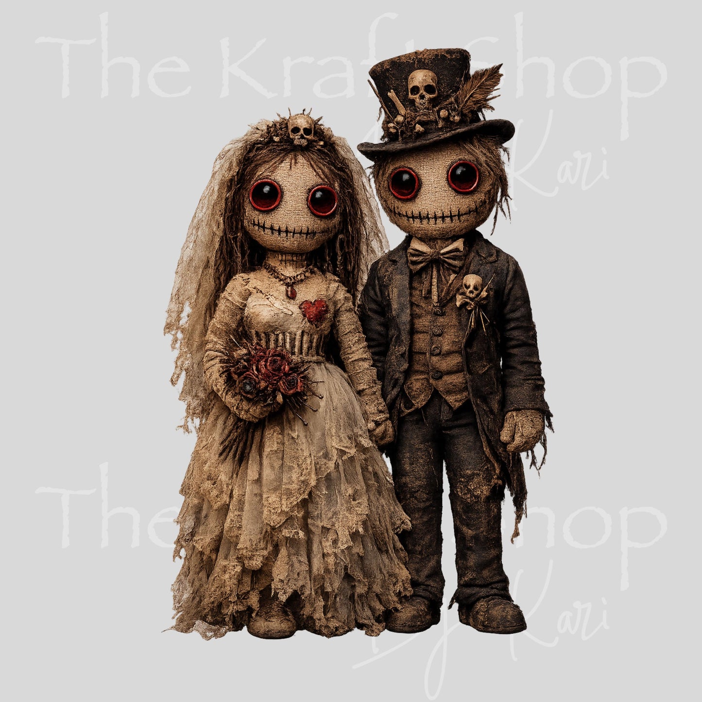 UV DTF Voodoo Bride and Groom decal, tumbler decal, permanent sticker. #1104