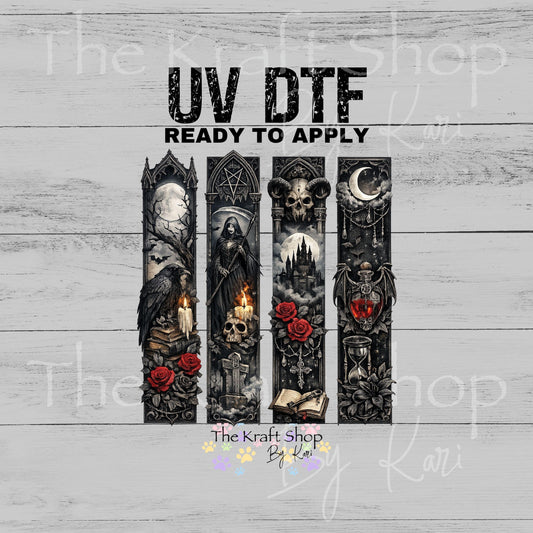 UV DTF Red Rose Gothic bands mixed media bundle of decals sheet 10x10 decal #10452