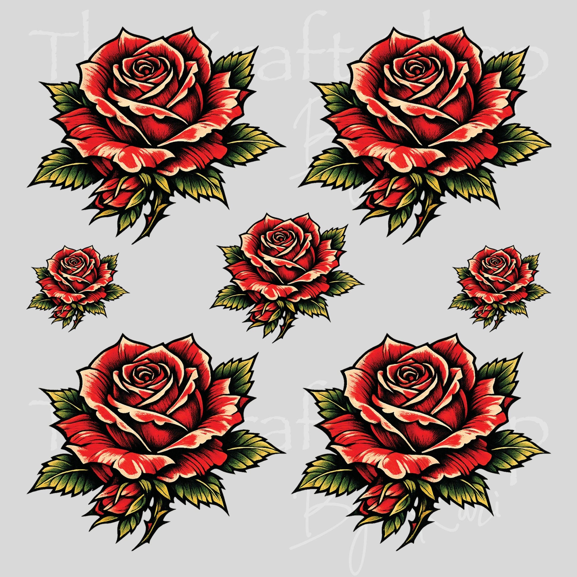 UV DTF Hand painted Rose like Element sheet 6x6 decal, tumbler decal, permanent sticker. #10454