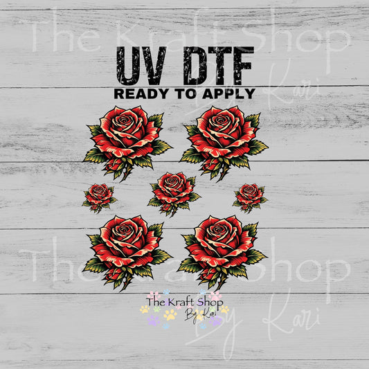 UV DTF Hand painted Rose like Element sheet 6x6 decal, tumbler decal, permanent sticker. #10454