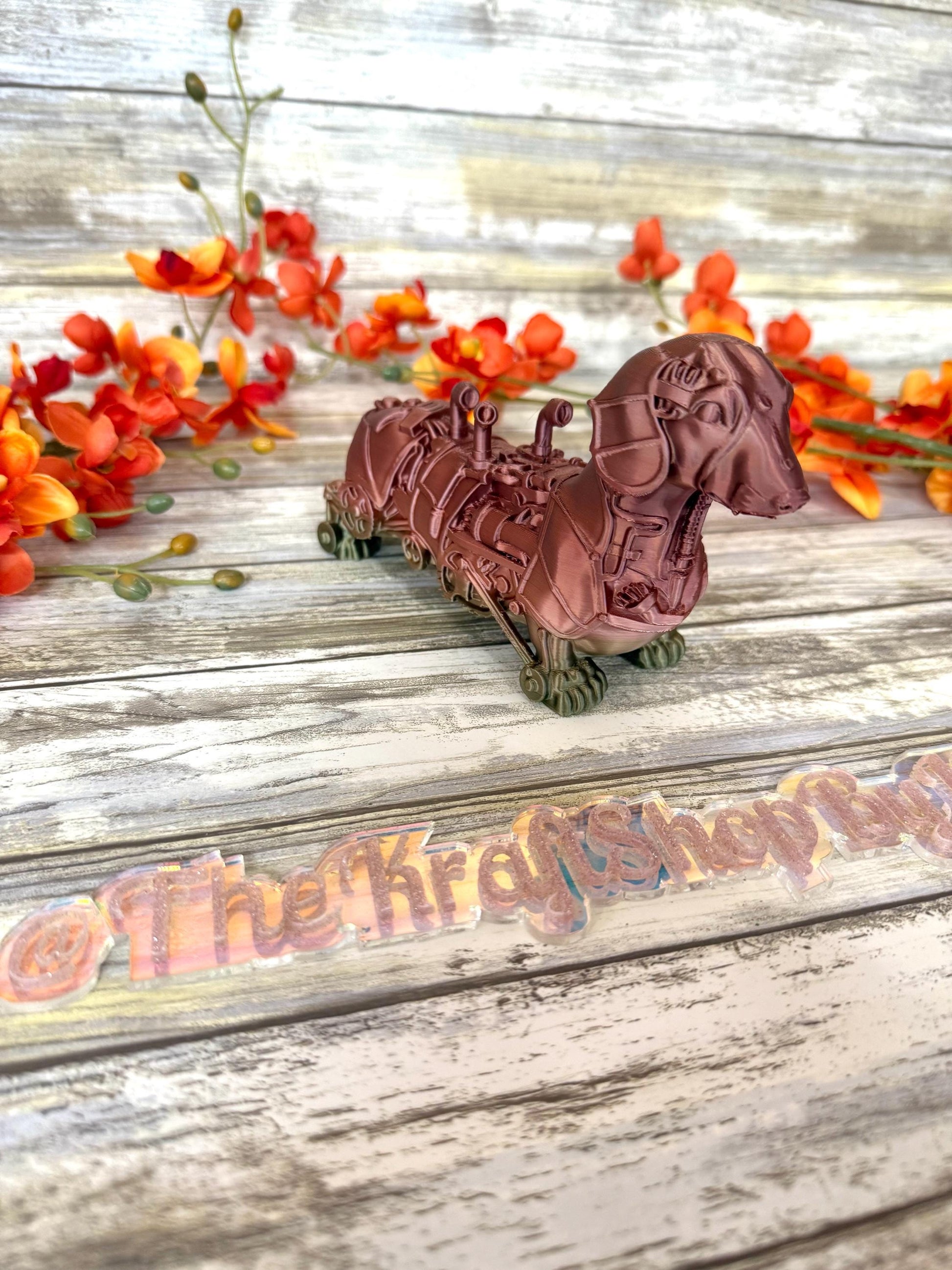 3D Steampunk wiener dog. Ready to ship.
