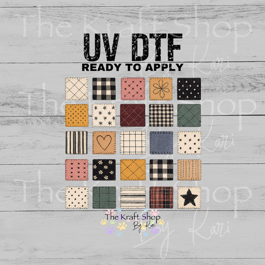 UV DTF Vintage patchwork elements mixed media bundle of decals Element sheet 10x10 decal #10422