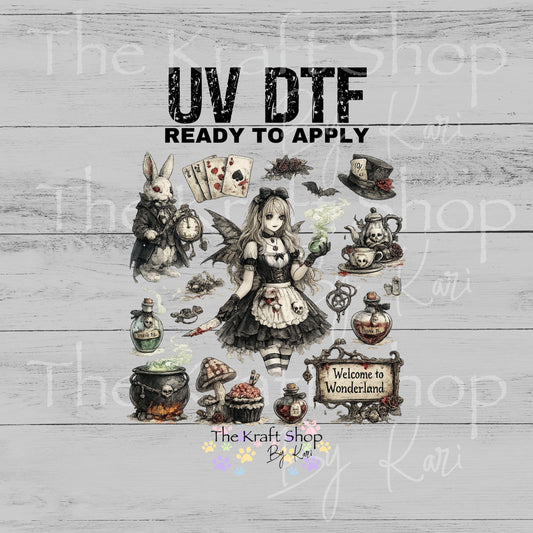 UV DTF Gothic Rabbit Alice elements mixed media bundle of decals Element sheet 10x10 decal #7675