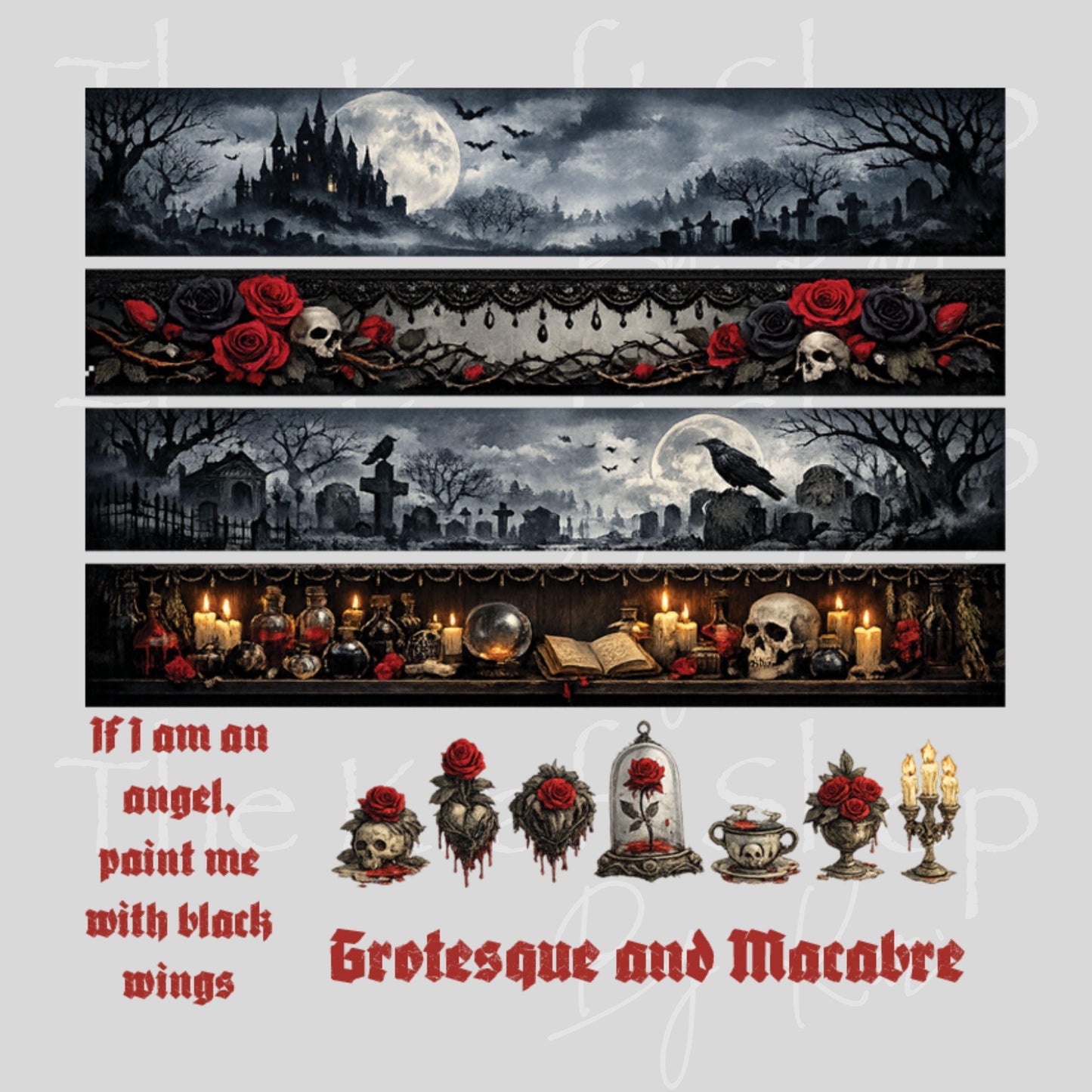 UV DTF If I am an angel paint me with black wings elements mixed media bundle of decals Element sheet 10x10 decal #7676