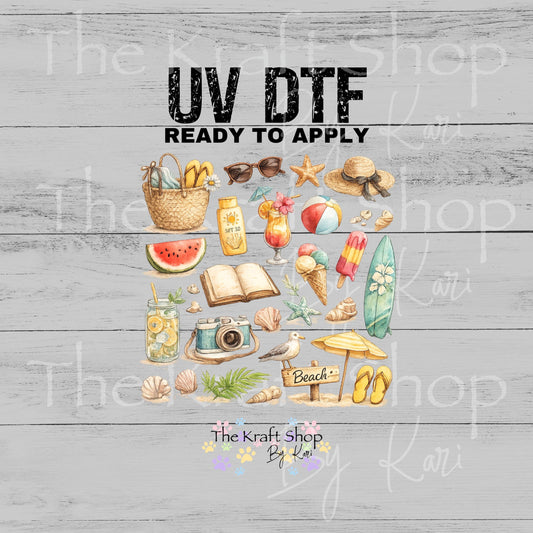 UV DTF Beachy mixed media Element sheet 8x8 decal #10425