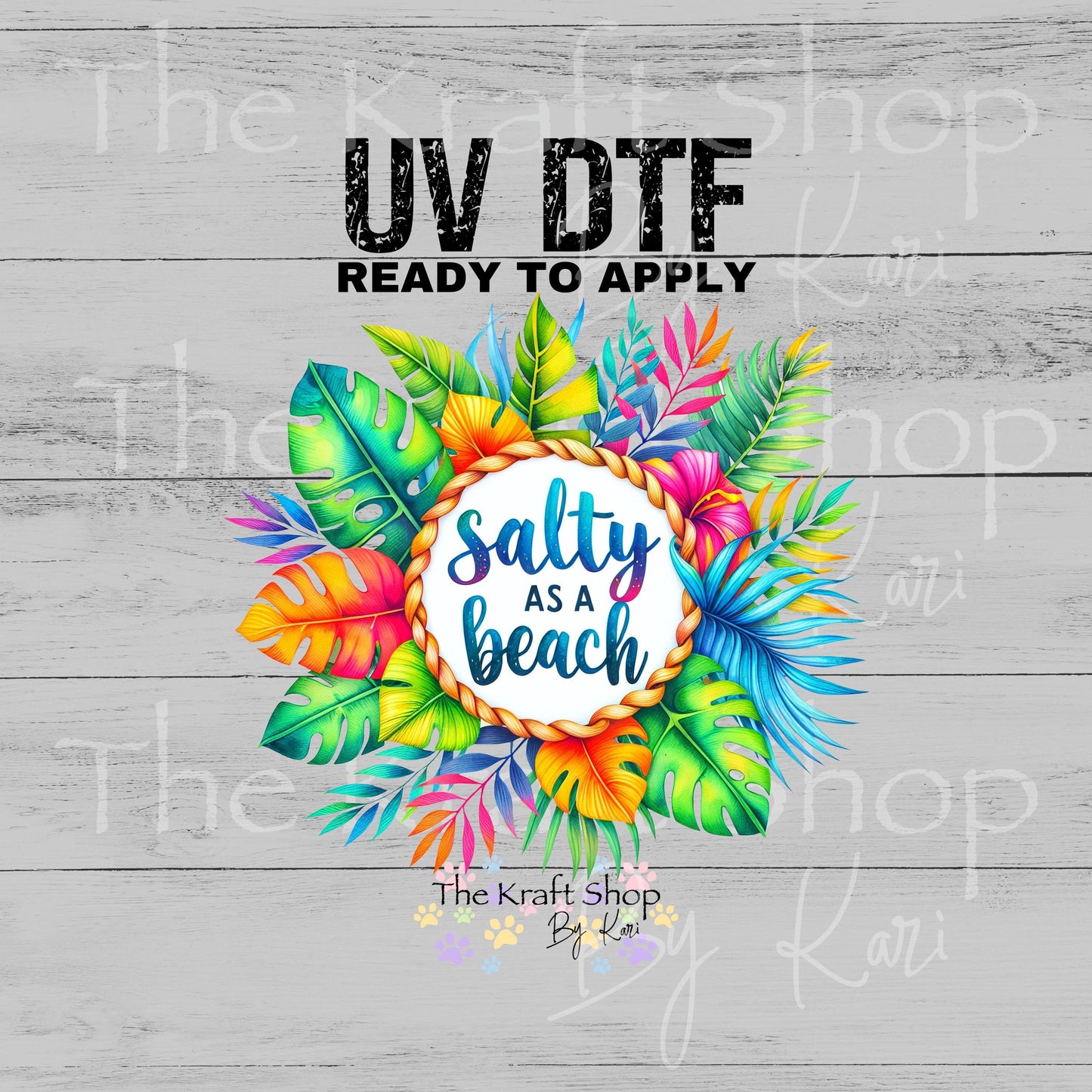 UV DTF Salty As a Beach decal, tumbler decal, permanent sticker. #4627