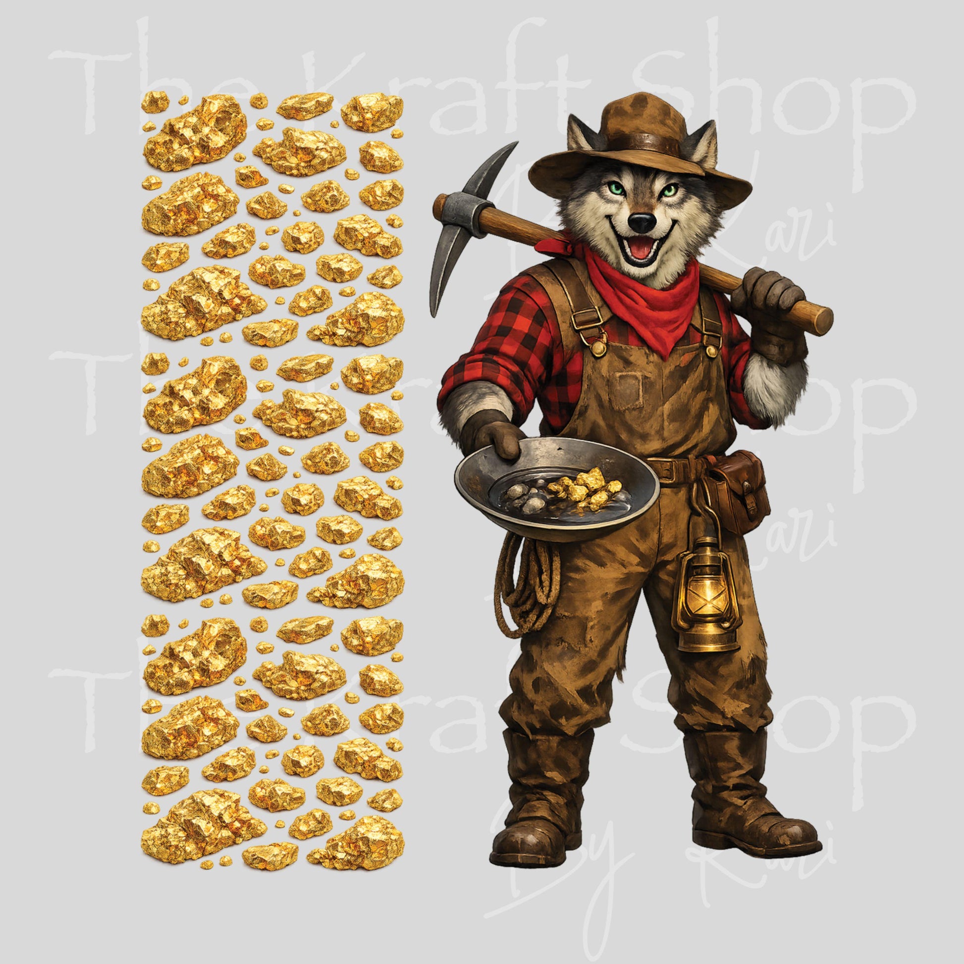 UV DTF Gold Digger Wolf decal #1117