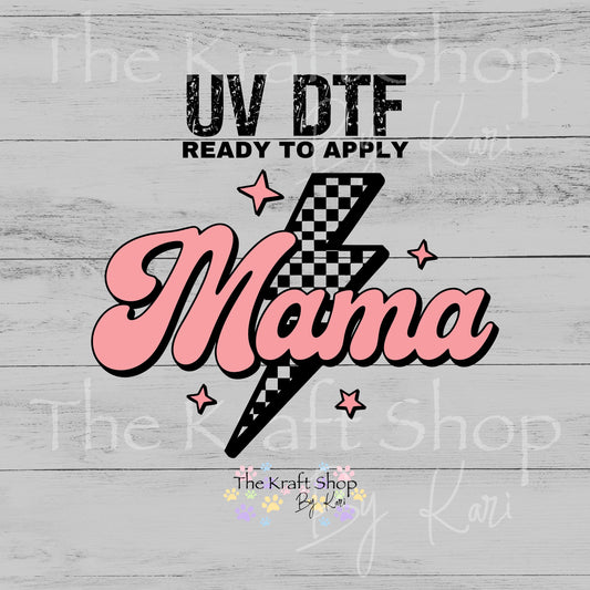 UV DTF Mama Lightening Bolt decal, tumbler decal, permanent sticker. #10440
