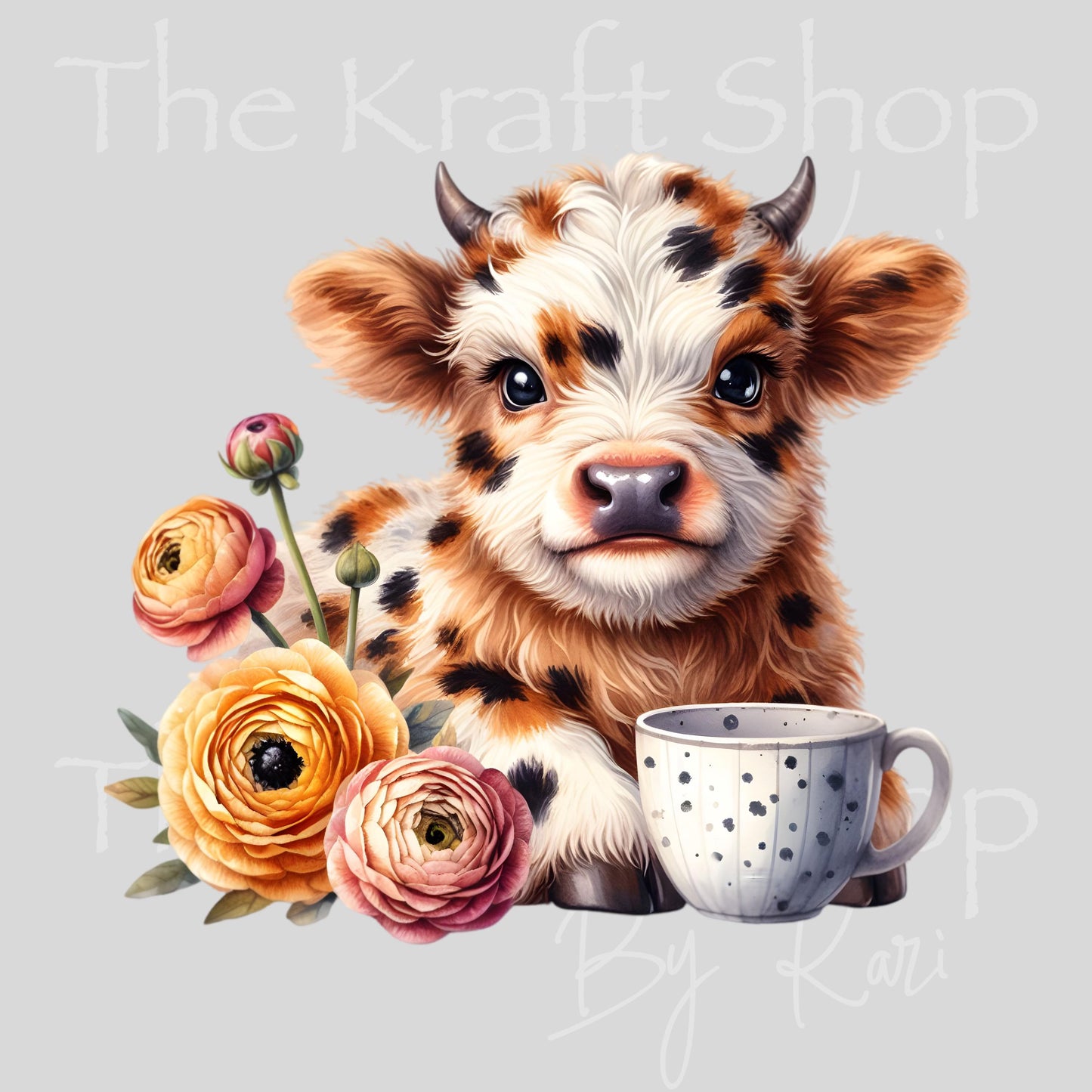 UV DTF Cow With Tea decal, tumbler decal, permanent sticker. #10442