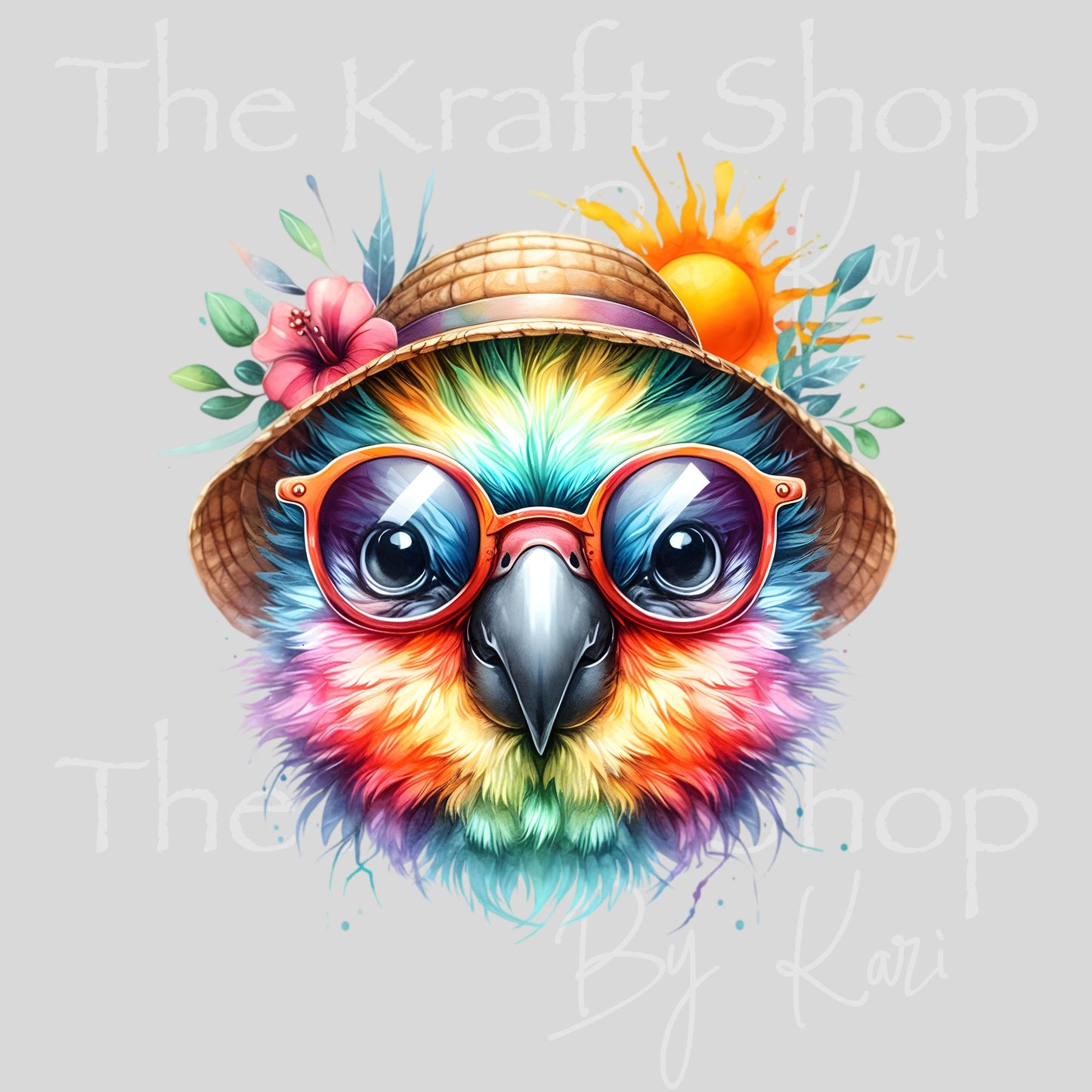 UV DTF Rainbow Parrot decal, tumbler decal, permanent sticker. #10443