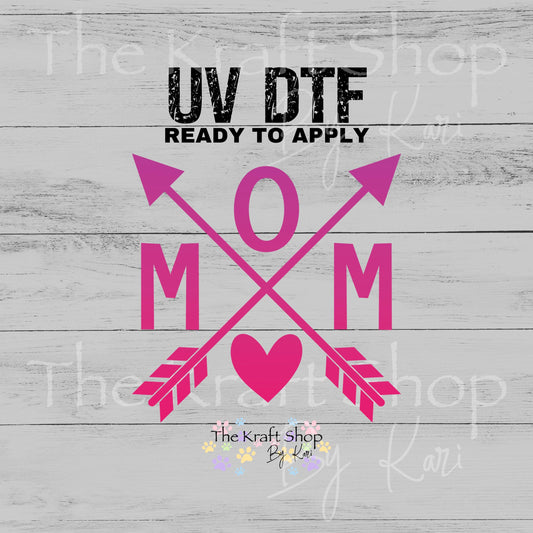 UV DTF Mom arrow ombre pinks decal, tumbler decal, permanent sticker. #4631