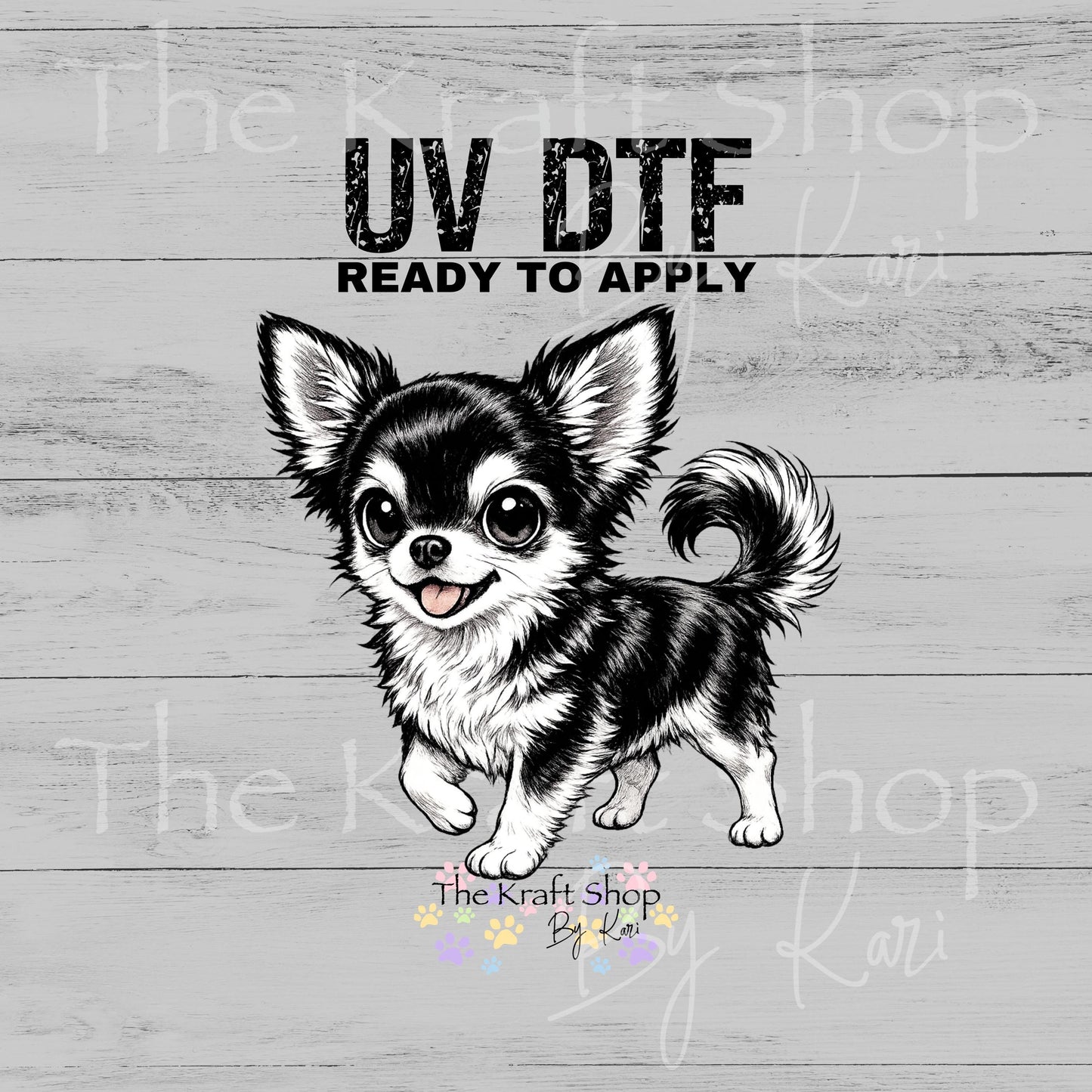 UV DTF Drawn Chihuahua Manga style decal, tumbler decal, permanent sticker. #1104