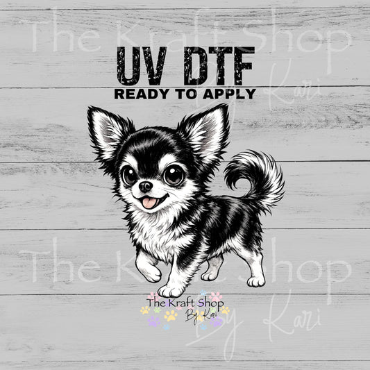UV DTF Drawn Chihuahua Manga style decal, tumbler decal, permanent sticker. #1104
