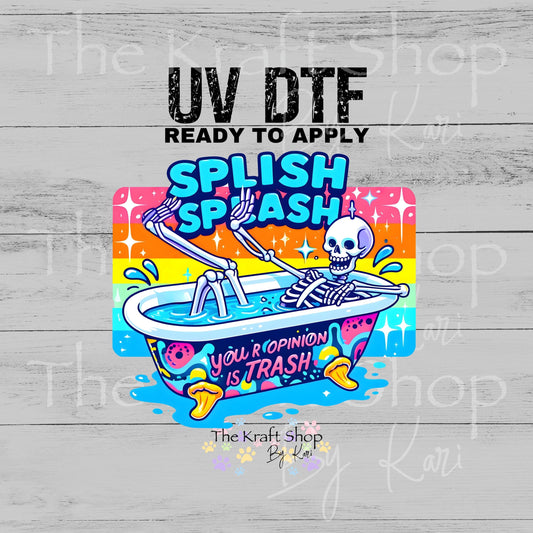 UV DTF Splish Splash Skeleton In A Tub decal #4640
