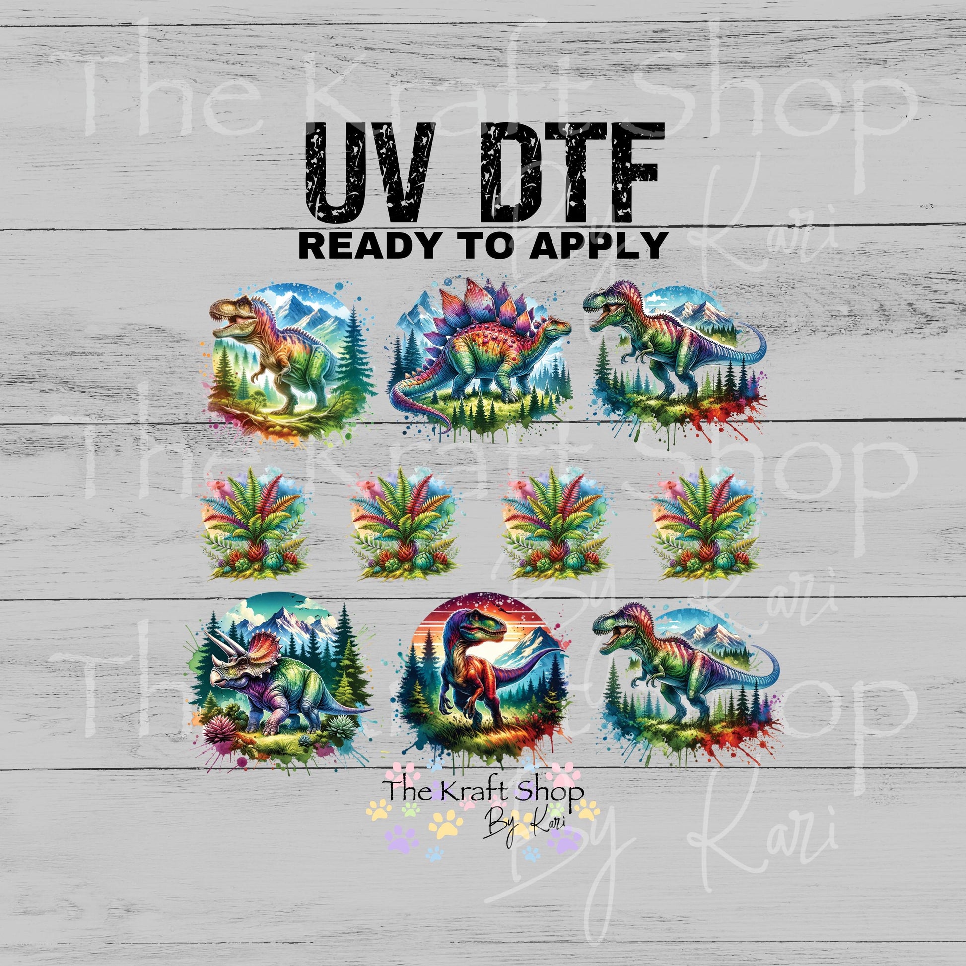 UV DTF Dinosaur Paint Splatter Element 9.7x8.2 decal #1123